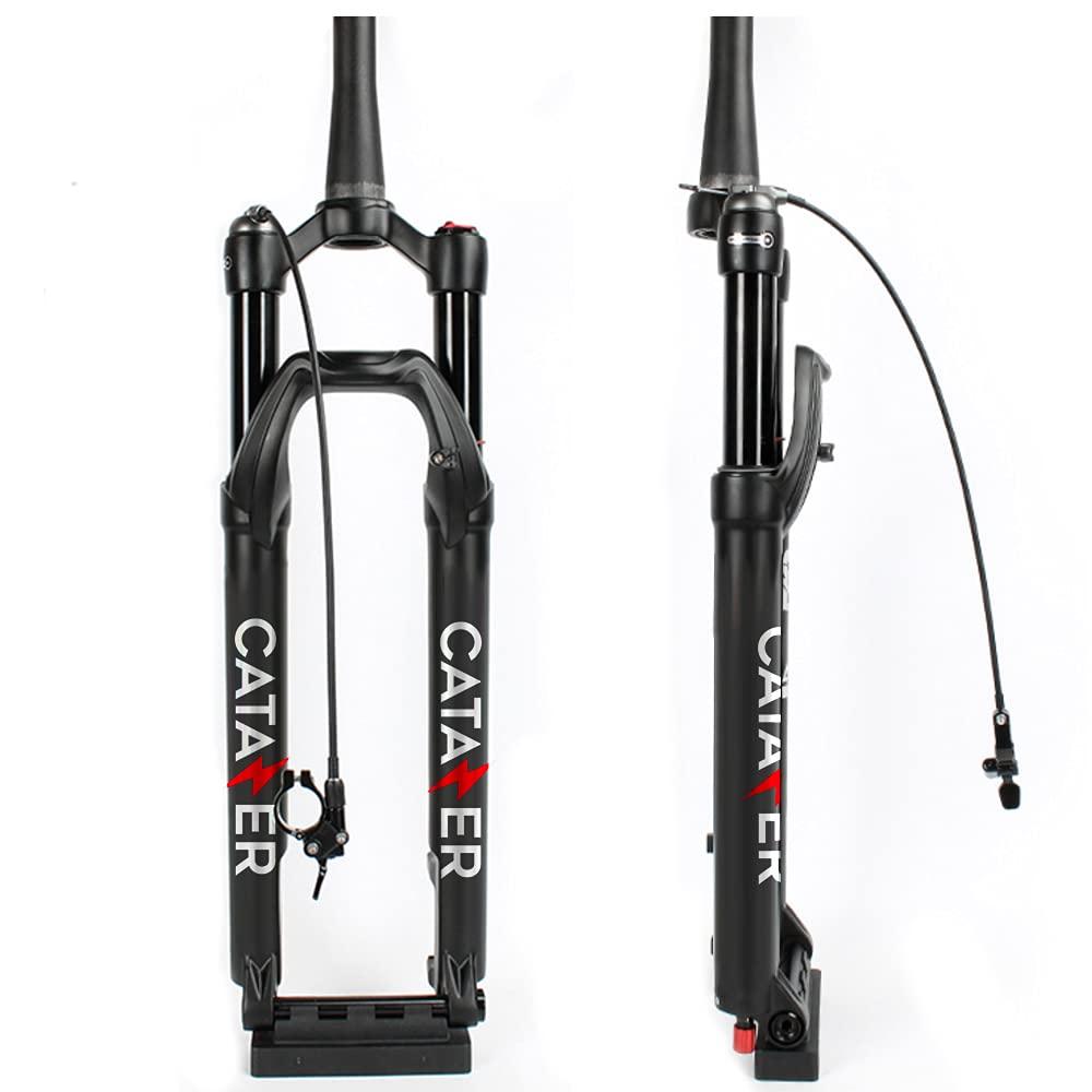 catazer catazer MTB XC/AM 27.5/29inch Mountain Bicycle Air Suspension Fork with Rebound Damping Travel 100mm Boost Thru Axle 110 * 15mm (Remote Lock,27.5er)