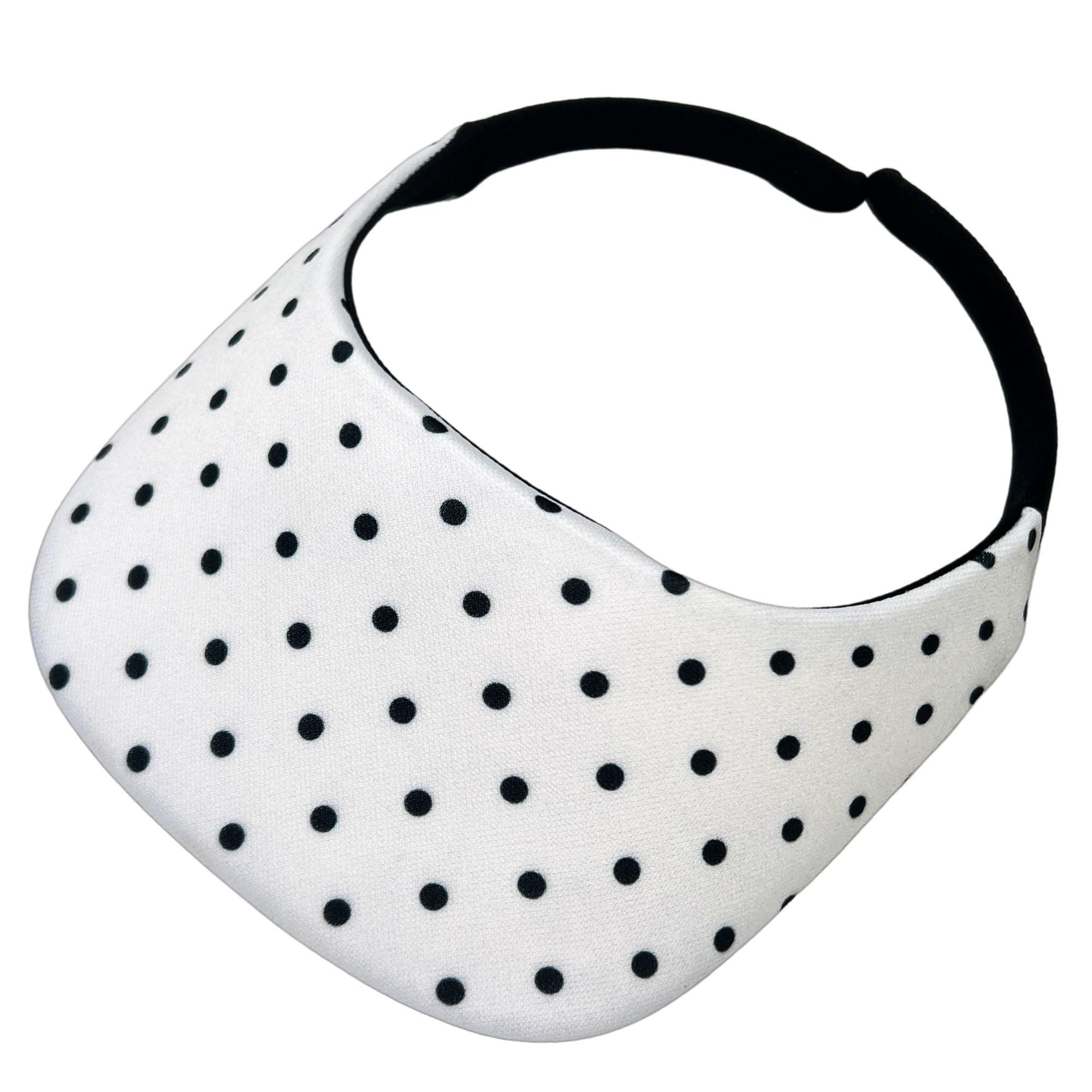 No Headache No Headache Sun Visors for Women | Square Brim Golf & Tennis Visor | Stylish & Lightweight Visor Hats for Women | Comfortable Sun Visors for Outdoor Sports & Travel | White W/Black Pola Dots