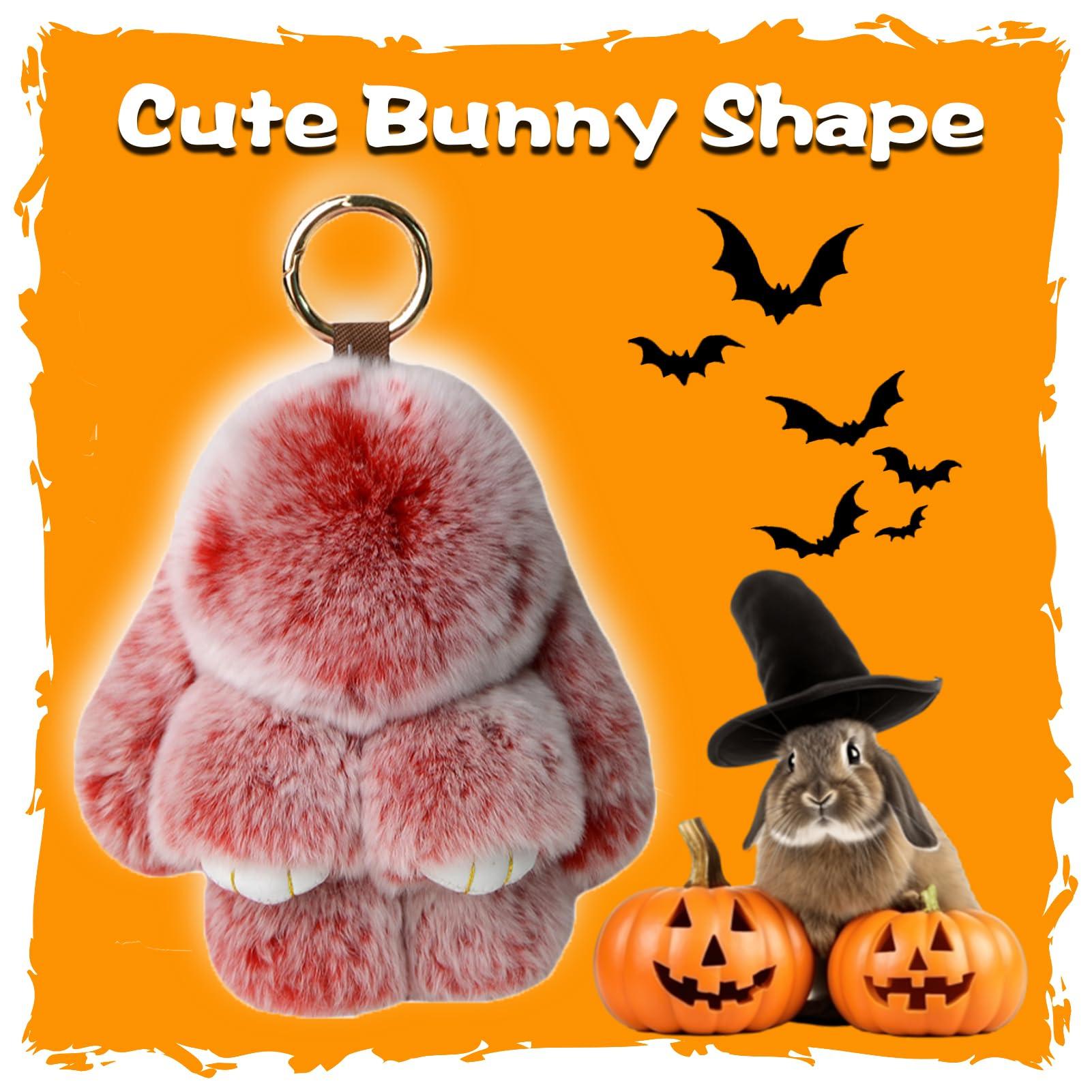 Baaop Original Bunny Lulu Official, Spooky Bunny Lulu Keychain, Halloween BunnyLulu Keychain Handmade Soft Bunny with Tin Box (K)