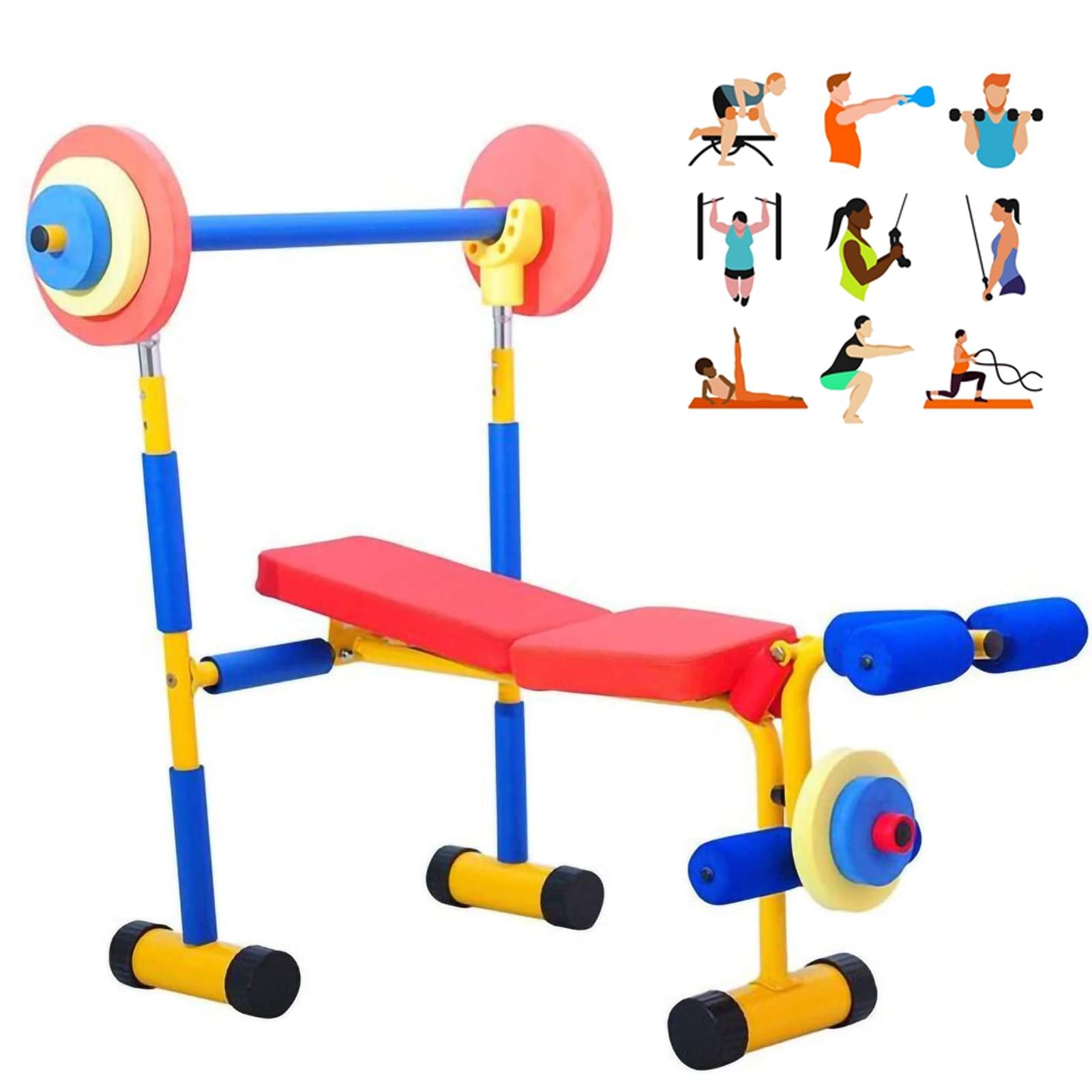 QBDGXFC Children Fun and Fitness Equipment, Kids Barbell Dumbbell Weight Set, Kids Bench and Leg Press Exercise Bikes, Kids Dumbbell Workout Weights