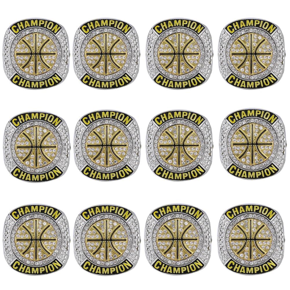guancrown guancrown Basketball Championship Ring Trophy Award Gift Tournament Champions or Finalists Champion Ring (12 pcs Rings, Size 9)