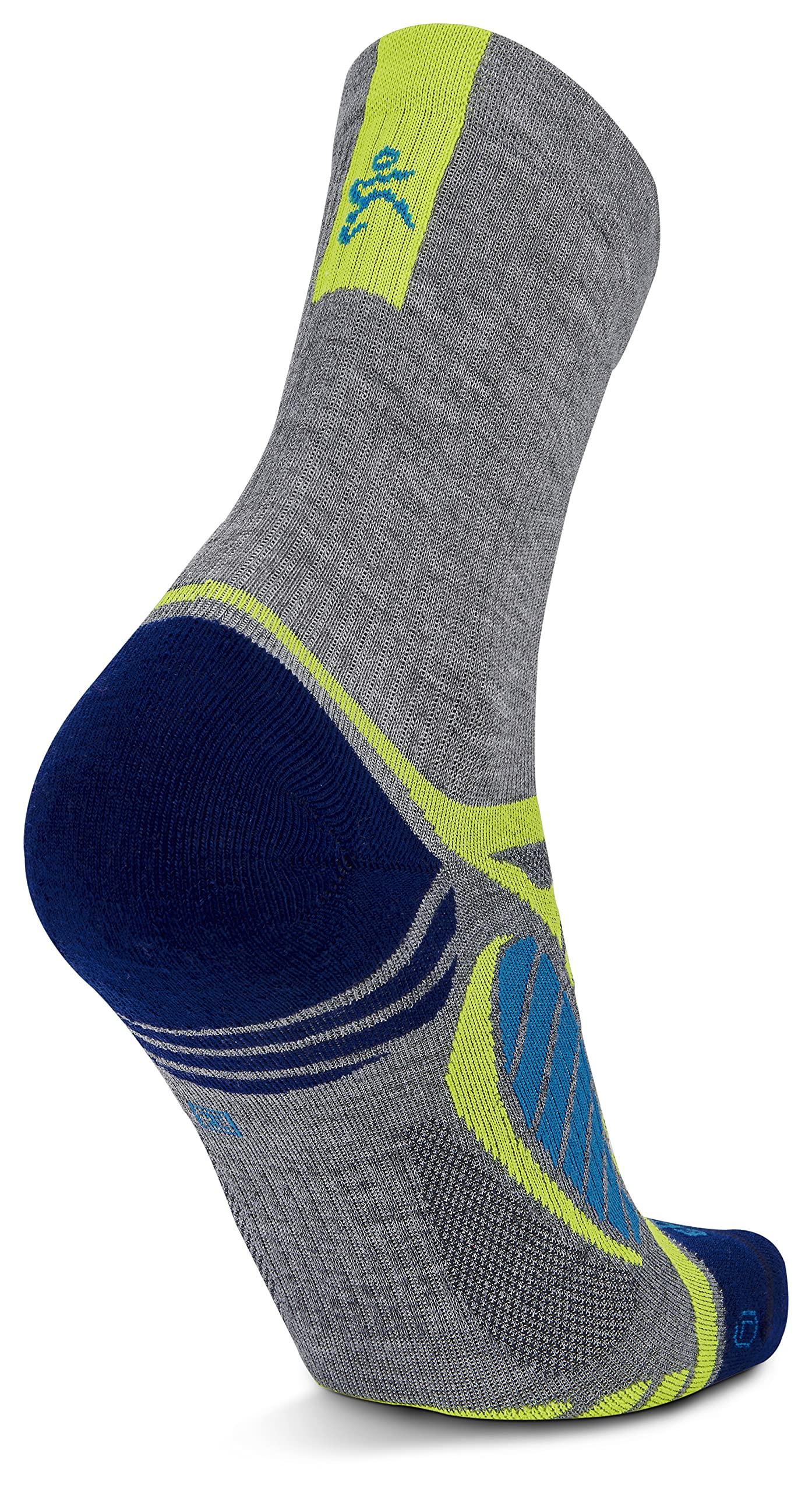 Balega Balega Ultralight Lightweight Performance Crew Athletic Running Socks for Men and Women (1 Pair), Grey Heather/Royal Blue, Small