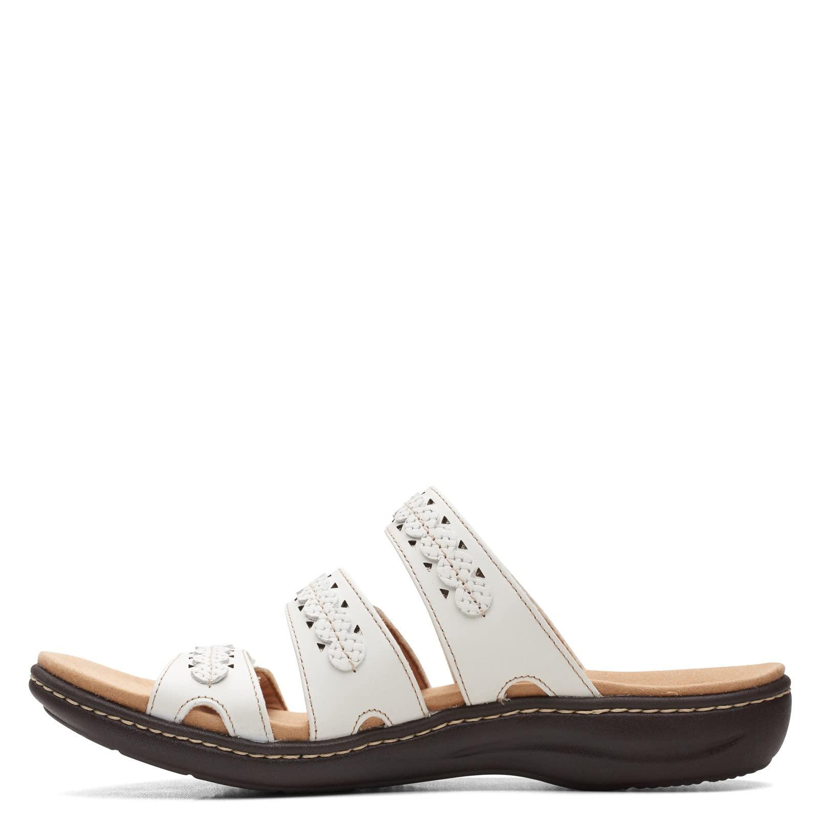 Clarks Clarks Collection Women's Laurieann Cove flats-sandals, White Leather, 11 Medium US