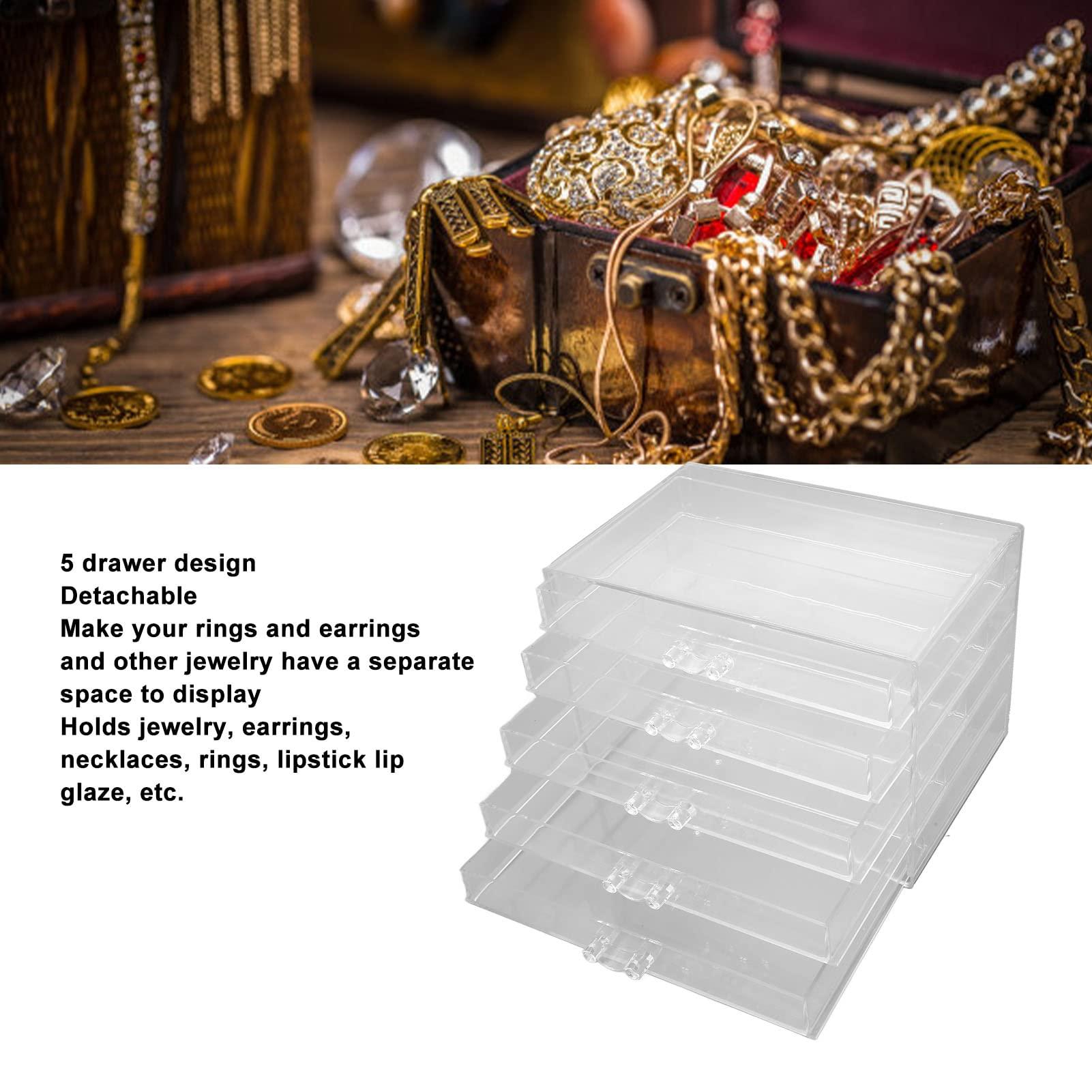 JUOPZKENN Acrylic Jewelry Box Earring Storage Box Clear Jewelry Organizer Display Box for Rings and Earrings, Plastic Transparent Storage Jewelry Box Organizer Trays Lipstick Storage Holderfor Women Girls