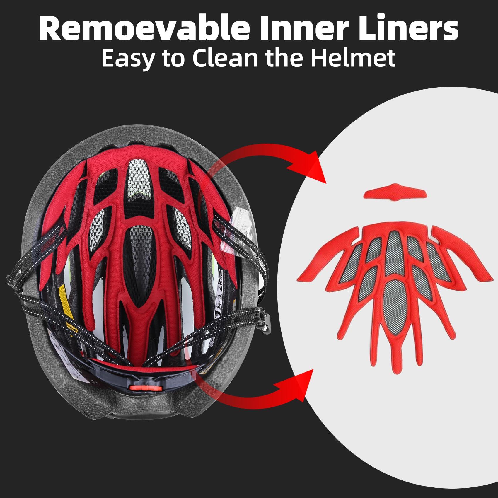Basecamp Bike Helmet, Basecamp Bicycle Helmet with Rear Light & Detachable Magnetic Goggles Lightweight Cycling Helmet Adjustable for Adult Men Women Mountain & Road (BC-069)