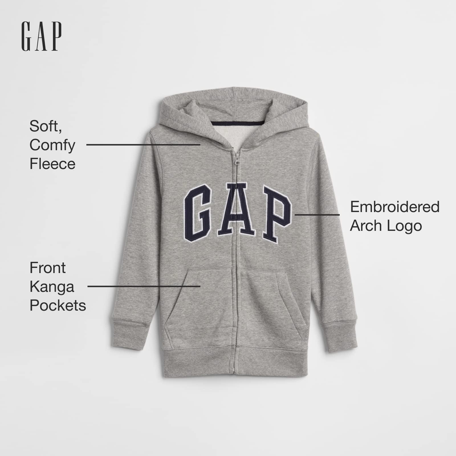 GAP GAP boys Logo Hoodie Zip Sweatshirt, Lt Heather Grey Bc06, X-Small US
