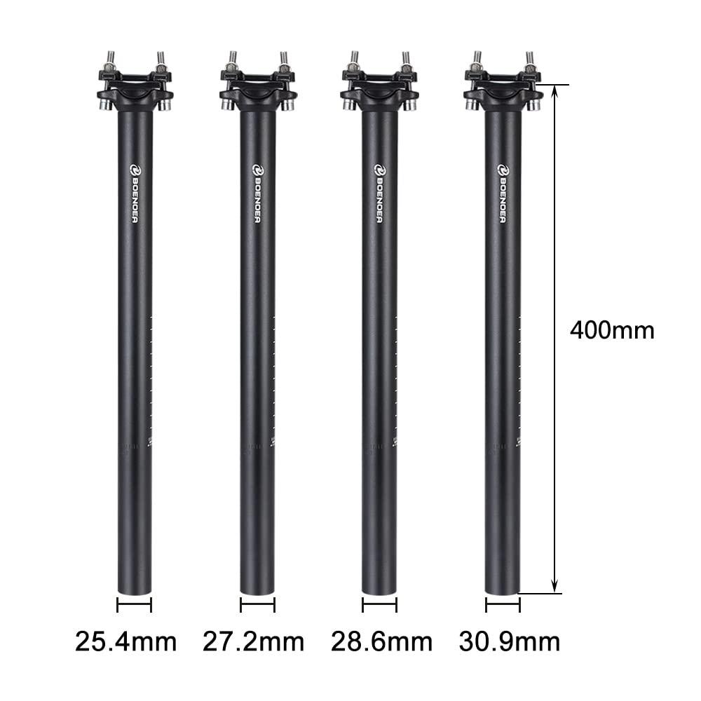 Boenoea Boenoea Bike Seatpost 25.4 27.2 28.6 30.9mm Aluminum Alloy Bicycle Seat Post 400mm for Road Bike MTB BMX
