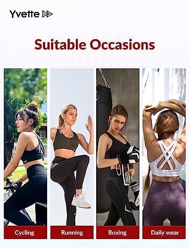 Yvette Yvette Women High Impact Sports Bras Criss Cross Back Sexy Running Bra for Plus Size, Pastel Pink, 4XL(DF)