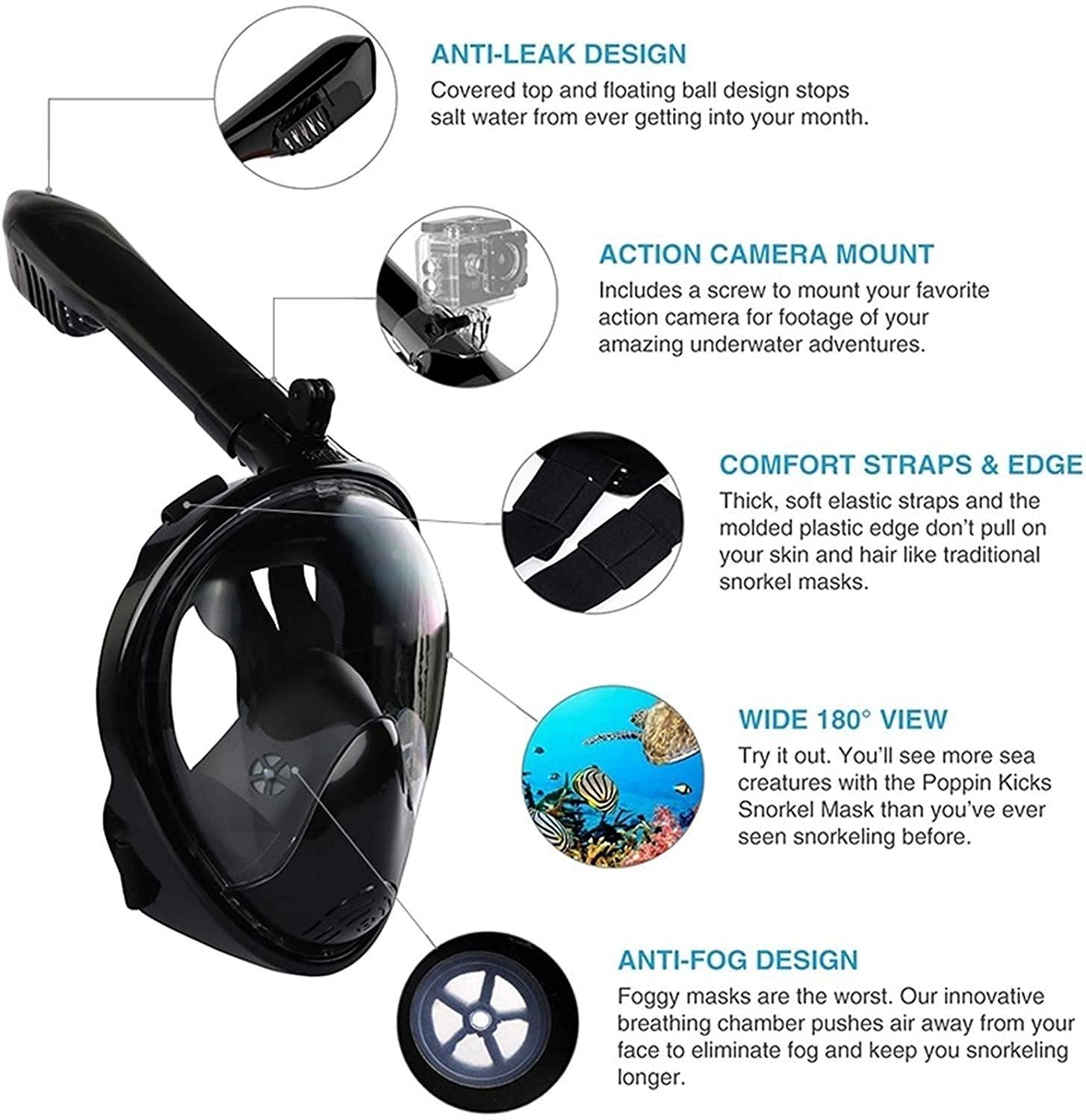 Goggles Dive Mask Diving Mask Scuba Mask Safe Underwater Anti Fog Full Face Snorkeling Mask Swimming Snorkel Diving Equipment for Women and Men LQHZWYC (Color : White, Size : L-XL)