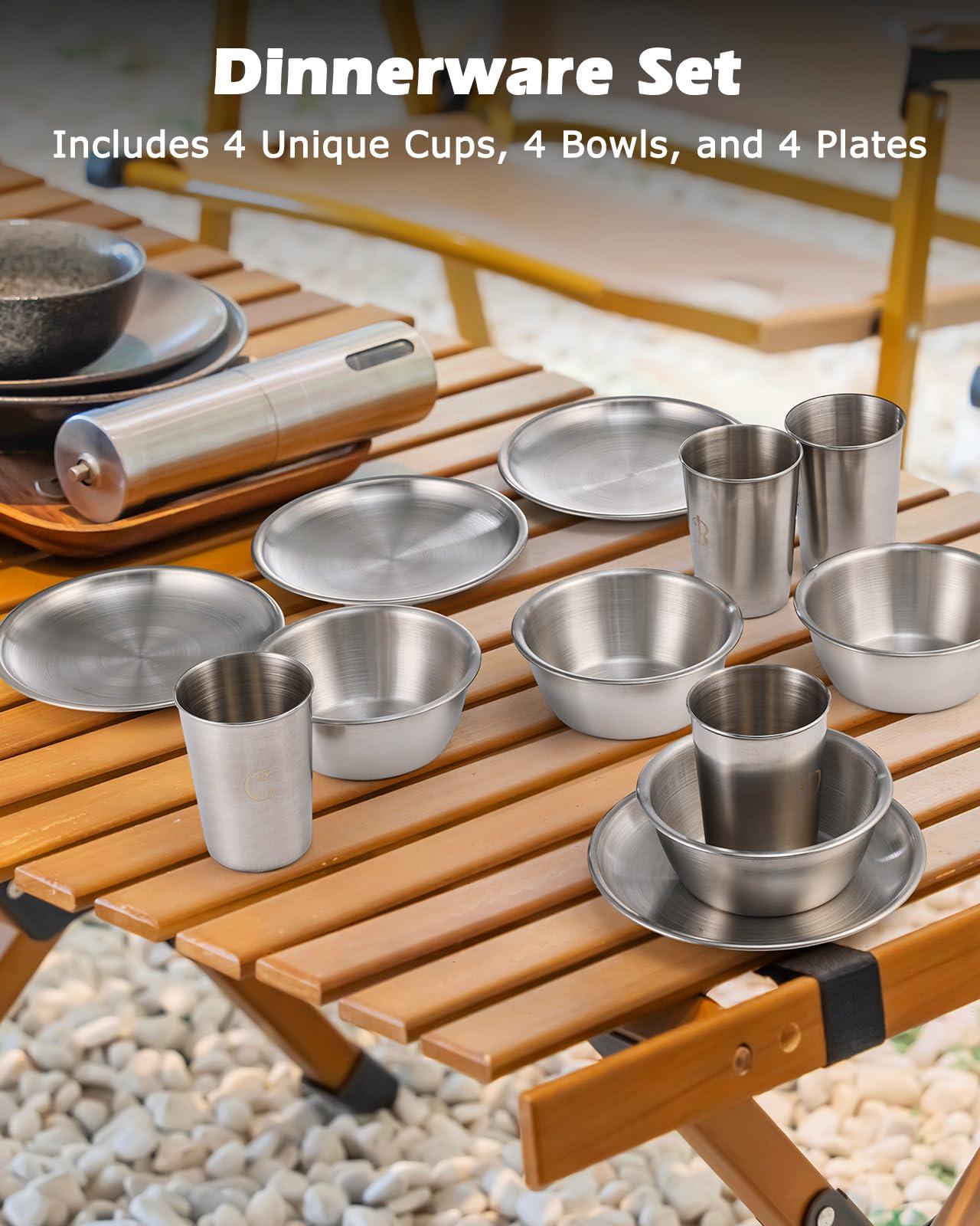 Hozzen Hozzen 45-Pcs Camping Cooking Utensil Set - Car Camping Essentials Gear for Cooking and Grilling, Portable Camp Kitchen Set, Ideal Gift for RV Tent Camper, Picnics, BBQs, Parties