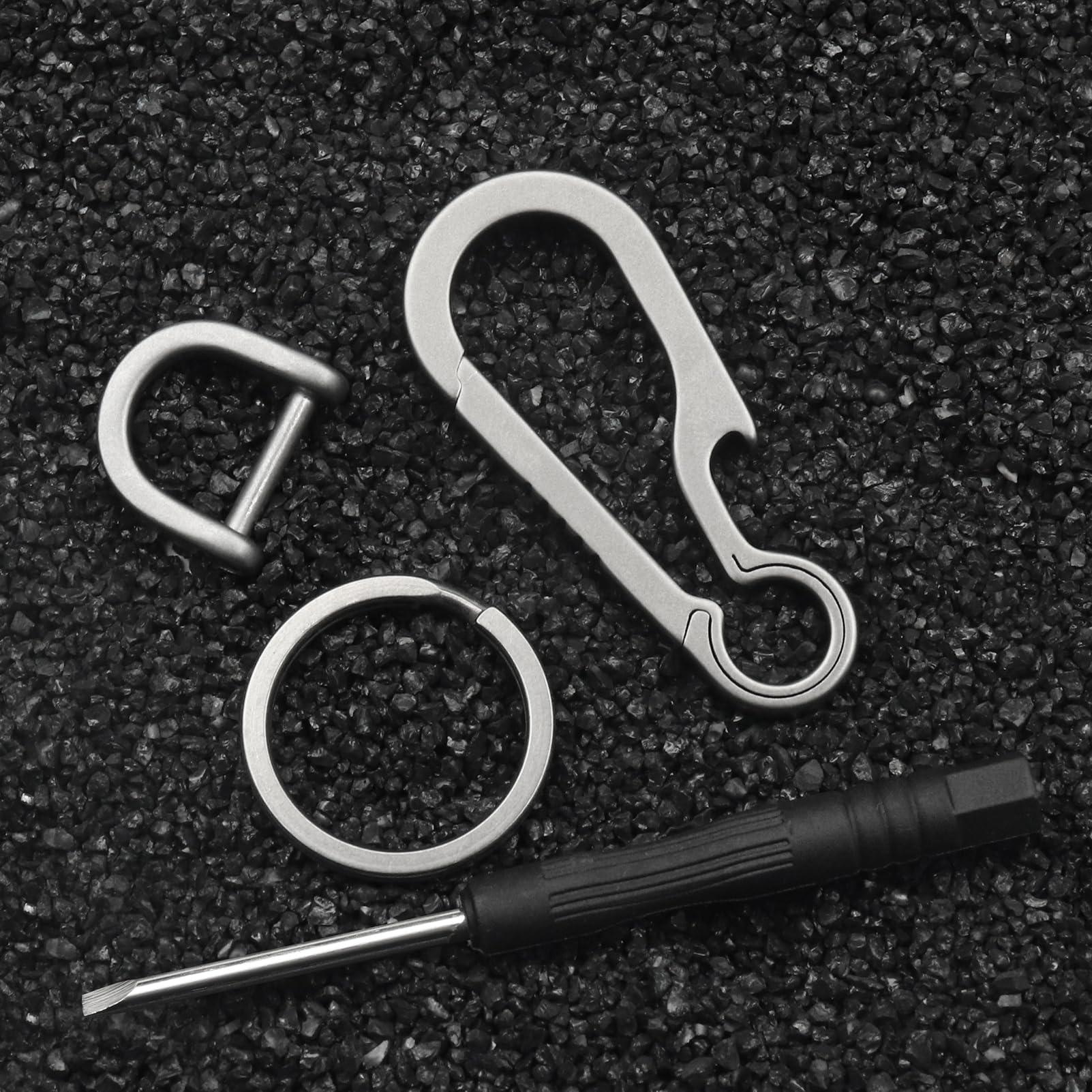 PJYTAC PJYTAC Titanium Carabiner Keychain, Quick Release Heavy Duty Key Chain Bottle Opener Car Keyfob Multipurpose Secure Keyring & D Ring for Car Keys