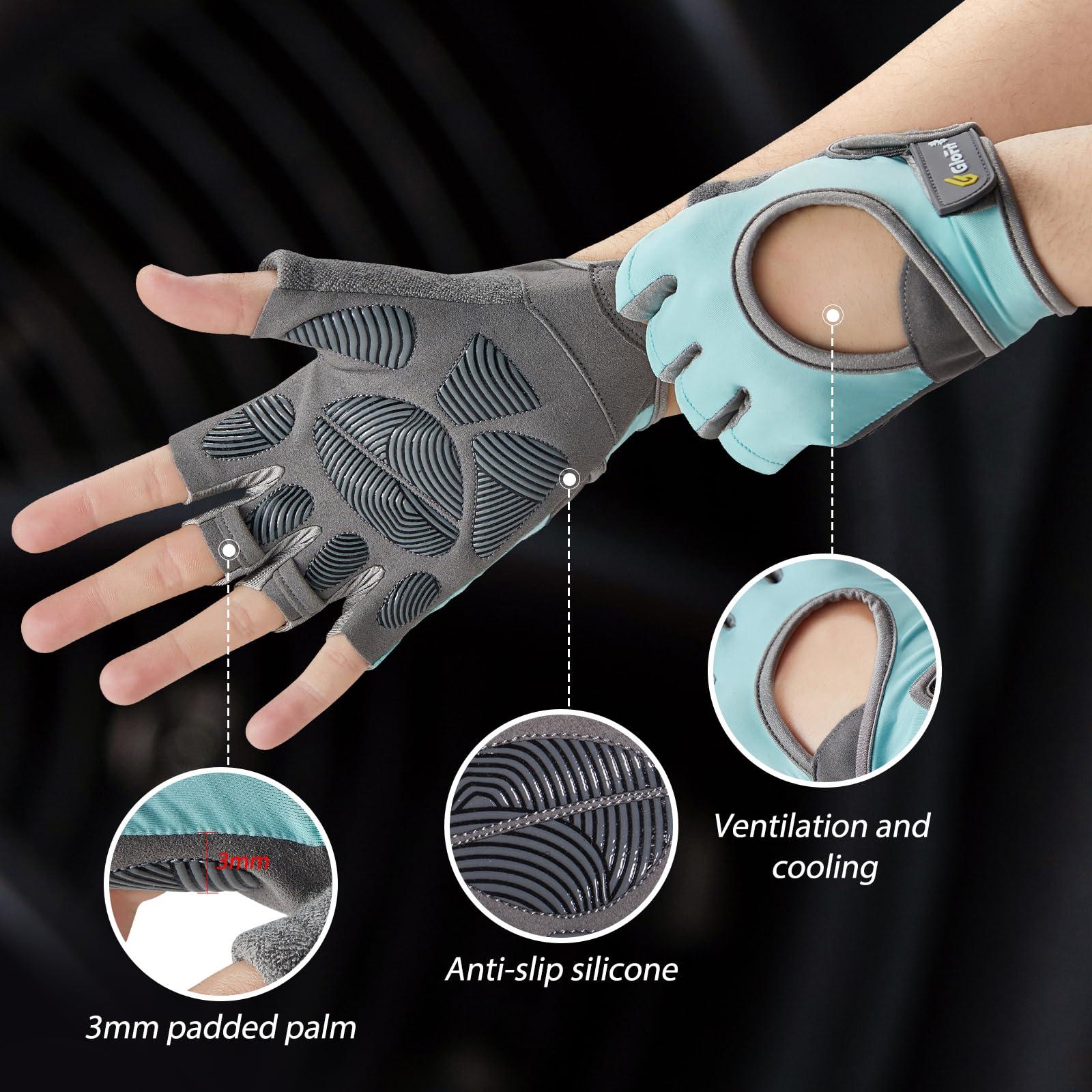 Glofit Glofit Workout Gloves for Women Men, Lightweight Weight Lifting Glove Breathable Fingerless Gym Gloves, Exercise, Fitness, Training, Cycling