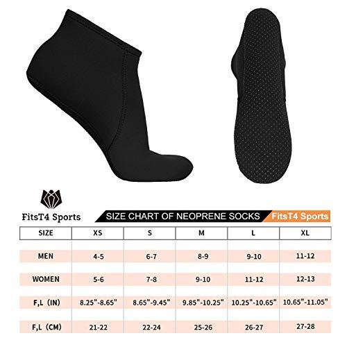 FitsT4 Sports FitsT4 Neoprene Water Socks 3mm Snorkel Fin Anti-Slip Sock Swim Men Women Dive Wetsuit Booties Perfect for Scuba Surfing Kayaking Beach Volleyball Soccer