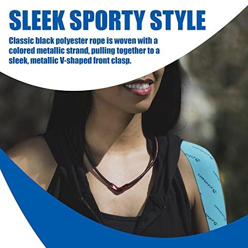 Phiten Phiten X50 Titanium V-Edge Necklace - Durable Polyester and Metallic Woven Rope, Permeated with Premium Aqua-Titanium and Micro-Titanium Spheres for Sports, Gym, Athletics with Easy Clip On V-Shaped