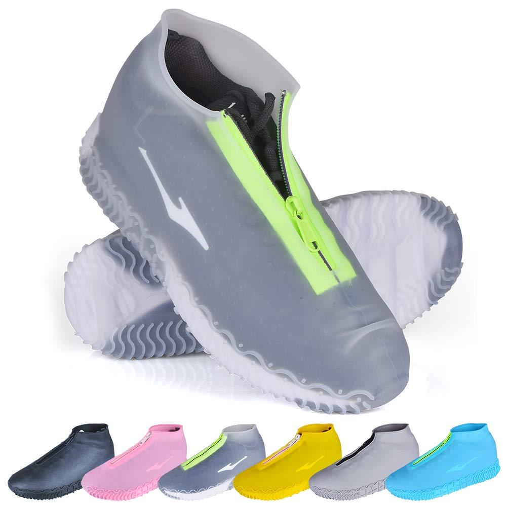 ydfagak ydfagak Shoe Covers Waterproof Reusable Foldable Not-Slip Rain Shoe Covers with Zipper,Shoe Protectors Overshoes Rain Galoshes for Kids Men and Wome (Transparent, XL (Women 10-13.5, Men 11.5-14))