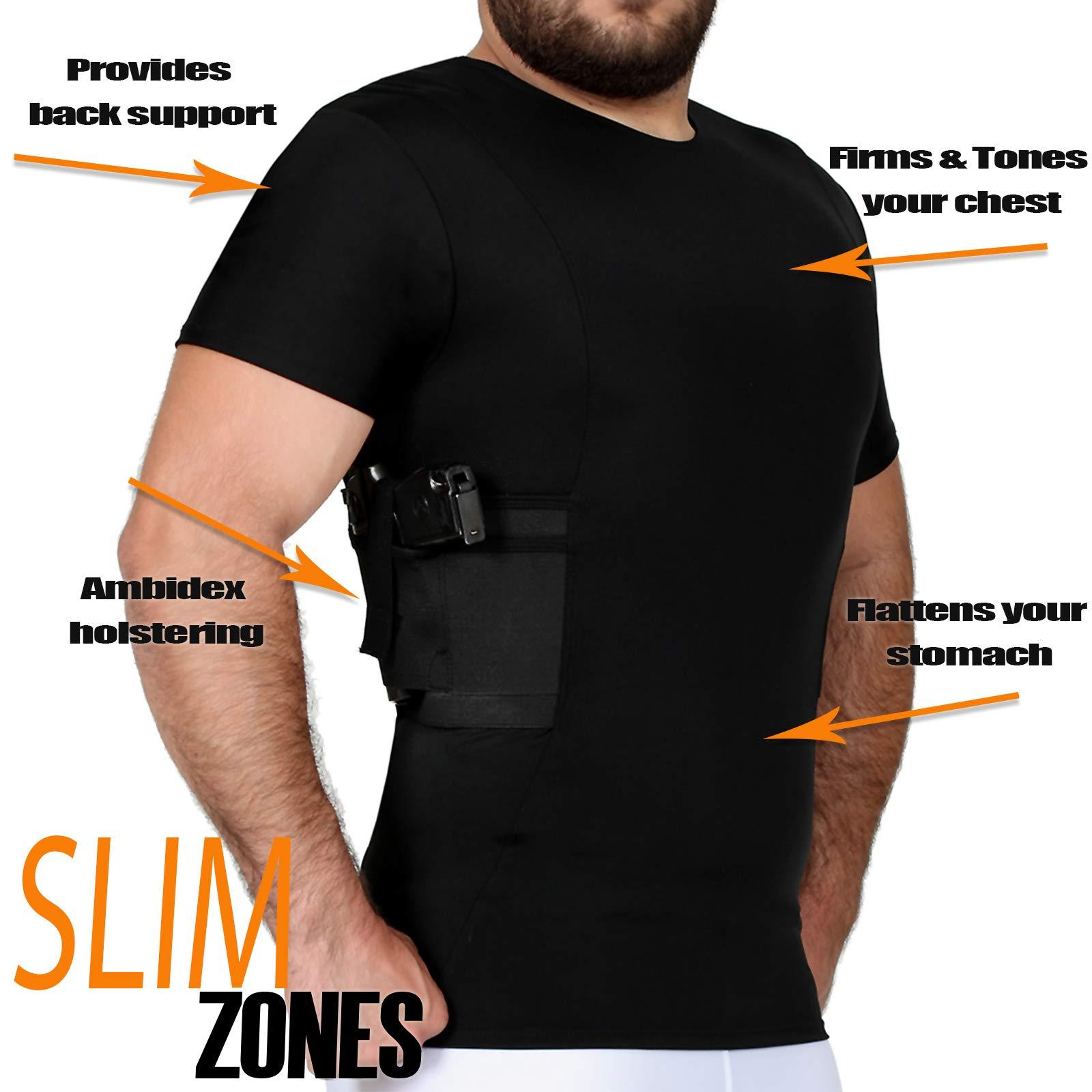 ISPRO TACTICAL ISPRO TACTICAL - Made in USA - Concealed Carry Shoulder or Chest Holster & Compression Crew-Neck Concealed Carry Shirt with Gun Holster (Black, LG)