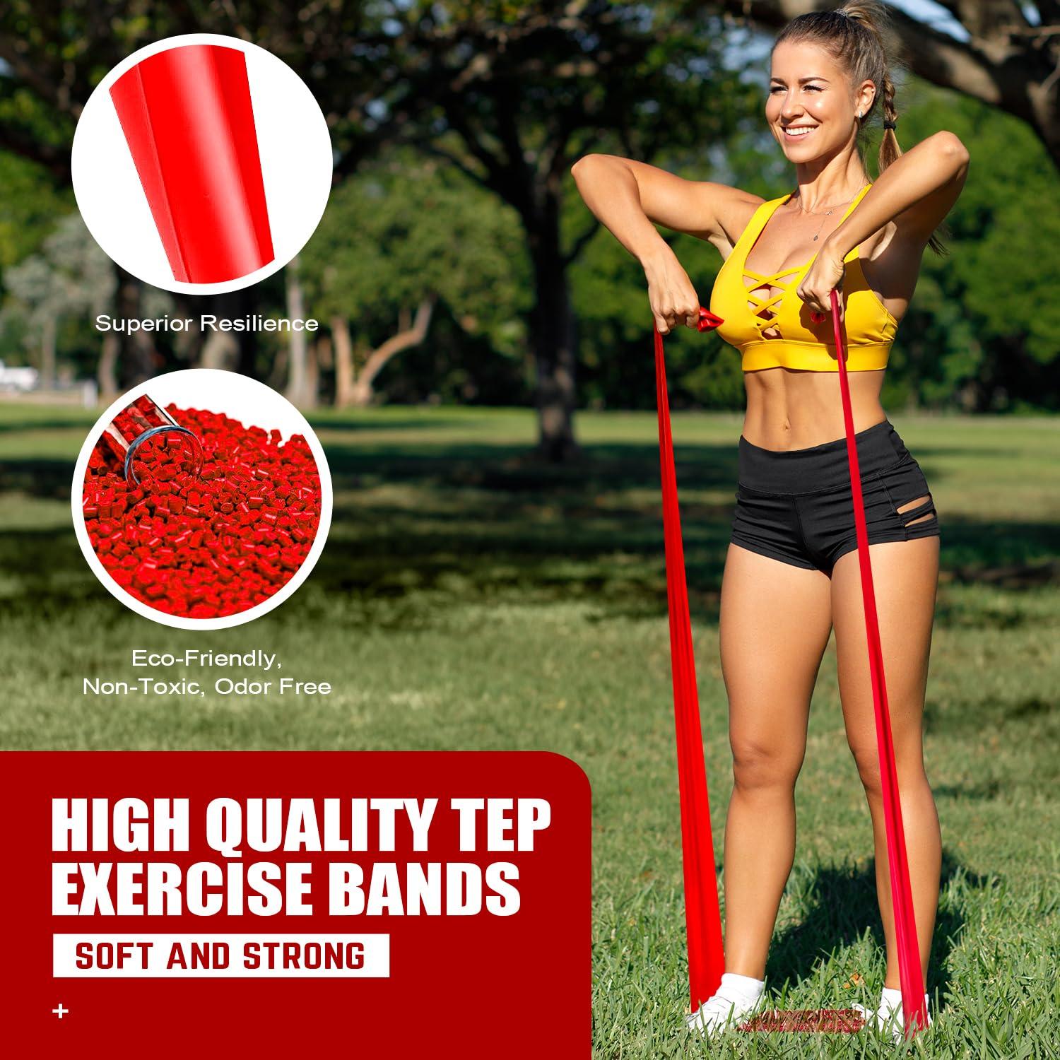 HPYGN HPYGN Resistance Bands, Elastic Exercise Bands Set for Recovery, Physical Therapy, Yoga, Pilates, Rehab, Fitness, Strength Training, Elastic Bands with 3 Resistance Levels, Home Workouts