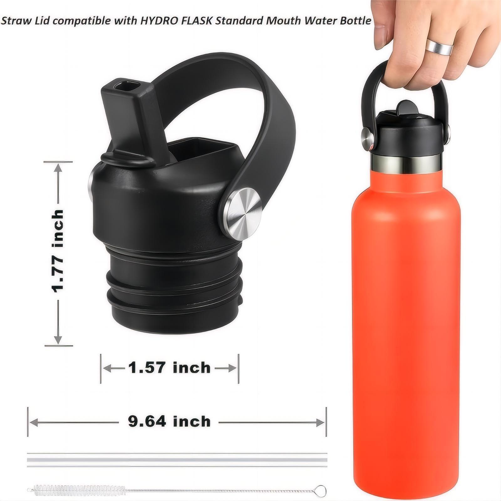 VGHNQ Straw Lid for Hydroflask, Lids with Straw for Hydro Flask, Straw Lid 18 21 24 oz Standard Mouth, Replacement Lid Water Bottle, Top Cap with Flexible Handle, Sport Water Bottle Cap Accessories, 2 Pack