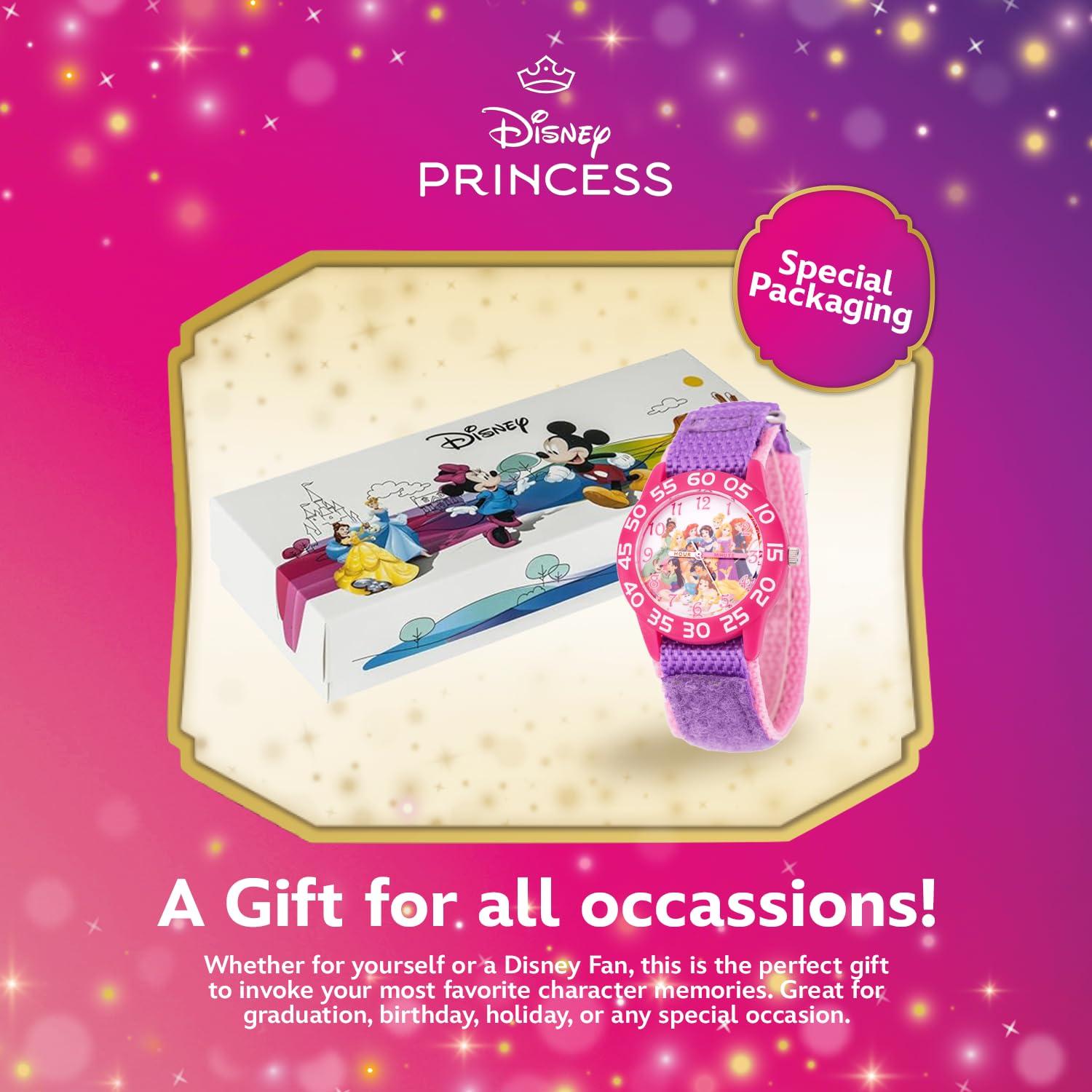 Disney DISNEY Princess Watch for Girls Age 4-7 Perfect Timepiece for Kids Who Love Princesses and Fun, Stylish Accessories, Toddler Princess Watch with Purple Nylon Strap, Pink Bezel, White Dial