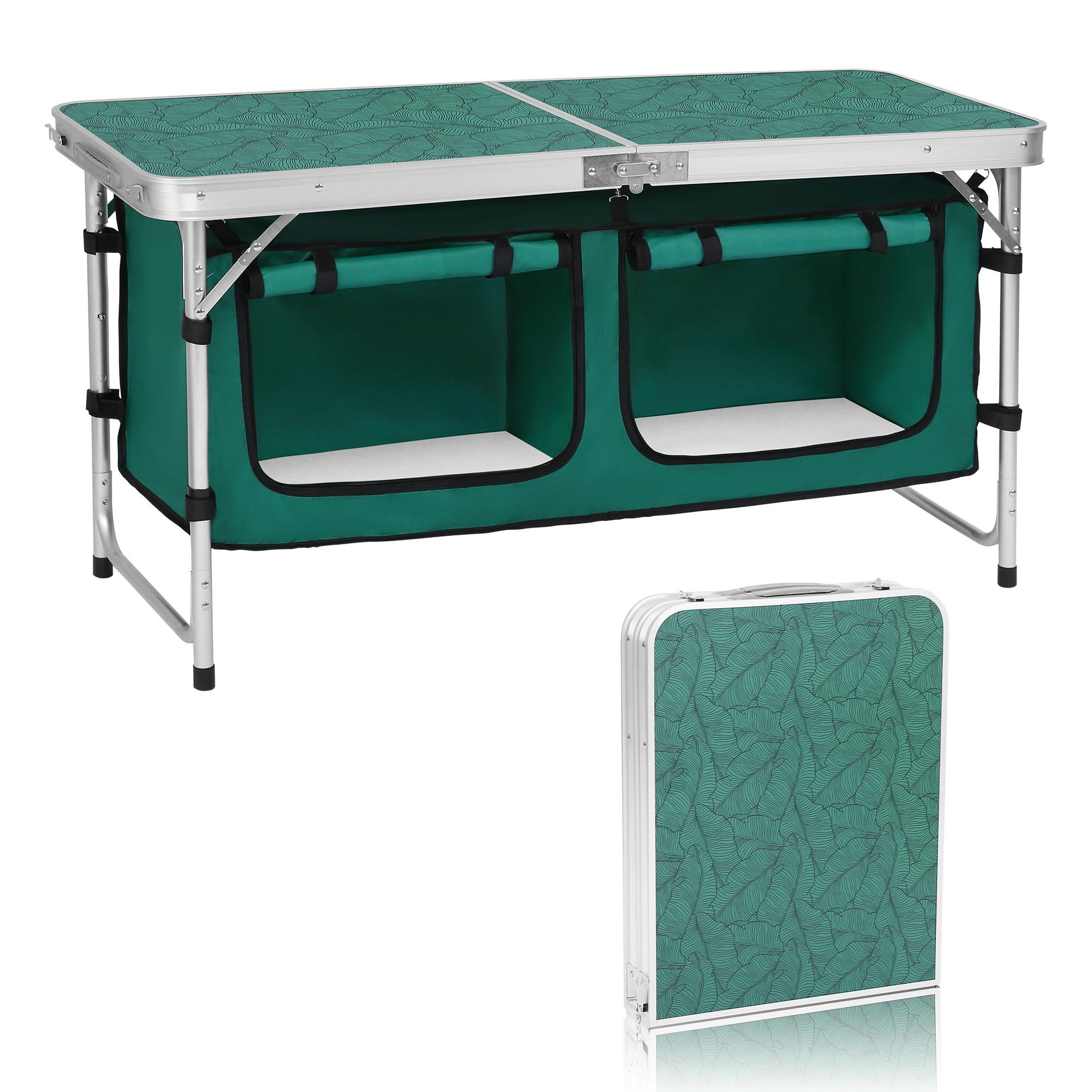 Camp Field Camp Field Camping Folding Aluminum Table with Adjustable Legs for Outdoor Travel Beach, Backyards, BBQ, Party and Picnic Foldable Table