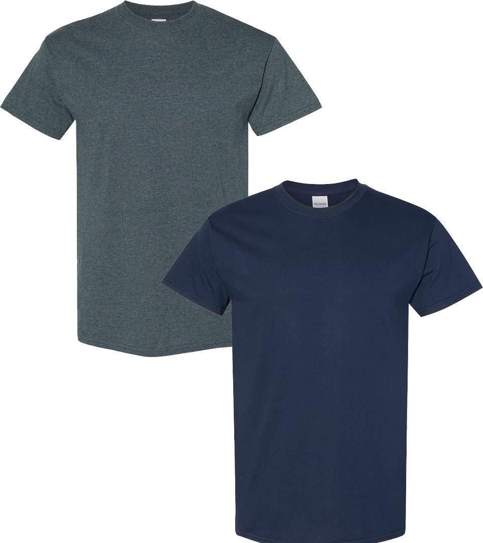 Gildan Gildan Men's Heavy Cotton Short Sleeve T Shirt, 2-Pack XL-DarkHeather-Navy