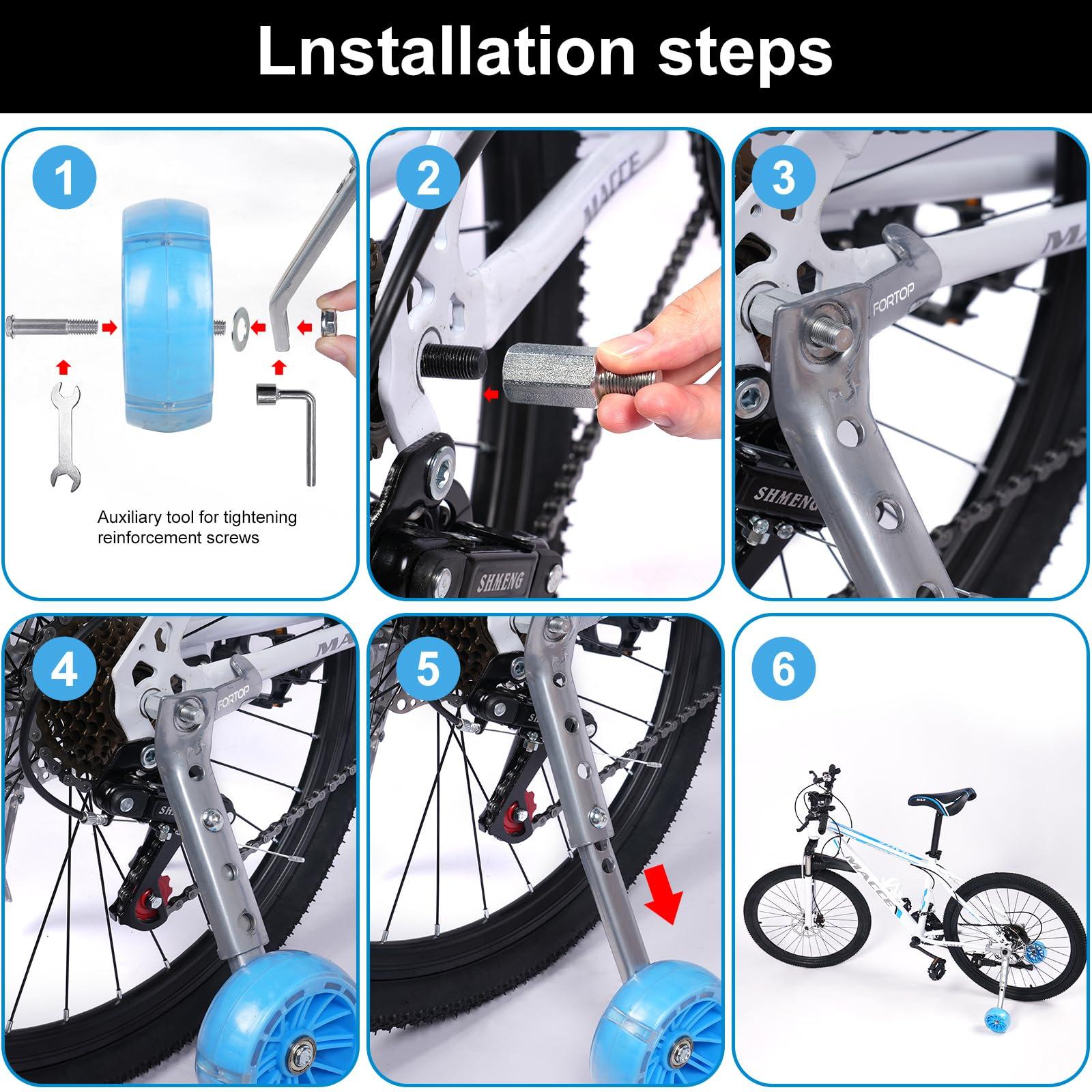 FORTOP FORTOP Bike Training Wheels, Pair of Heavy Duty Rear with Stabilizers Mounted Kit for 16 18 20 22 inch Kids Boy Girls Variable Bike (Red, 16-24 Inch)