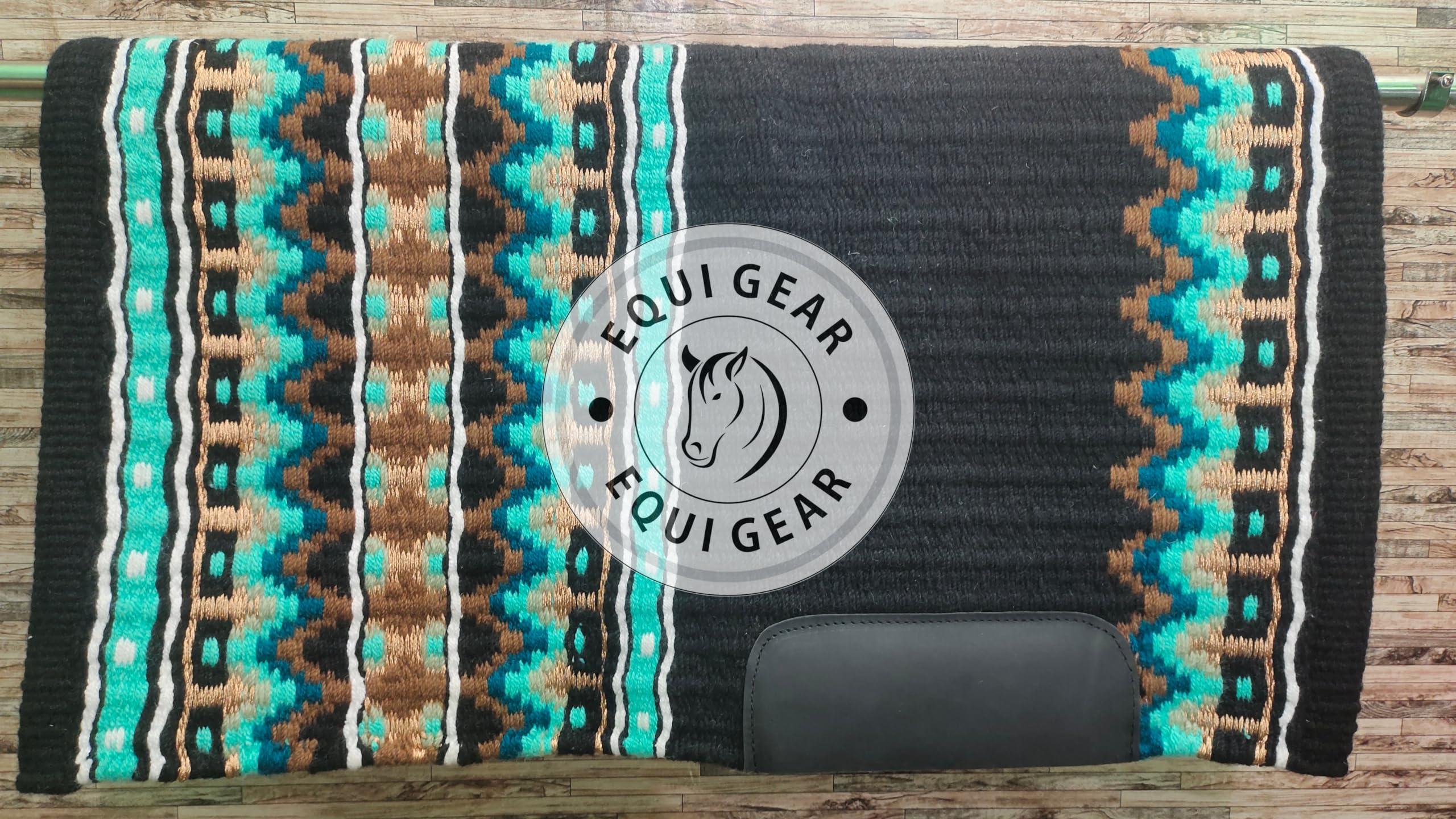 EQUIGEAR EQUIGEAR Western Show Horse Saddle Blanket New Zealand Wool Western Design Handmade Saddle Blanket Top Wool Pad Sensor Flex (Customization Available) ZB-003 (36x36)