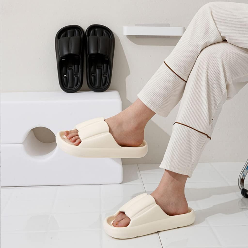 MEHWSUR Bathroom Shower Shoes Non-Slip Quick Drying Beach Pool Shower Slides Sandals with Drain Holes,Shower Shoes Slide Cloud for Women and Men Bath Slipper Sandal (Color : Khaki, Size : EUR44-45)
