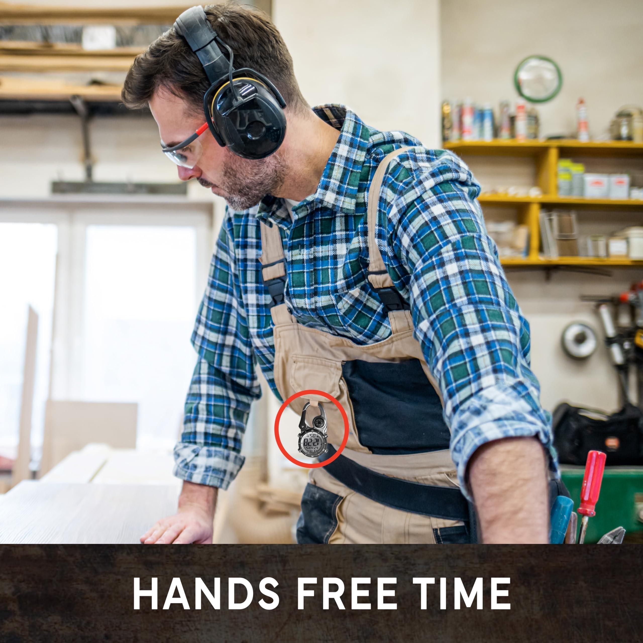 Dakota Dakota Digital Backpacker Clip Watch, Alarm, Stopwatch, Timer and Dual Time, Outdoor Gifts for Men and Women, Tactical Digital Watch