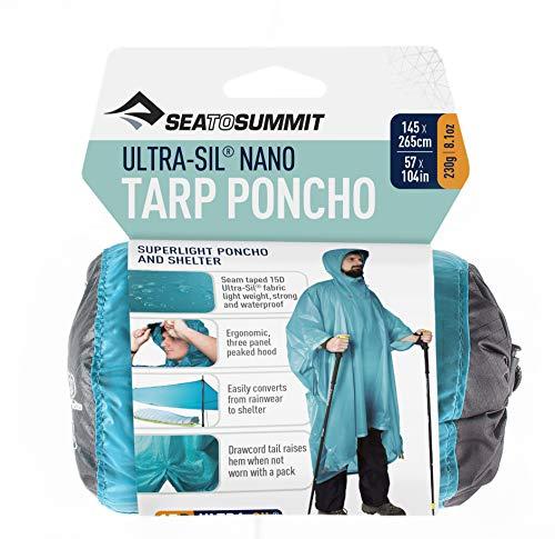 Sea to Summit Sea to Summit Ultra-SIL Nano Tarp Poncho 4-in-1 Raincoat, Pack Cover, Groundsheet, and Shelter, Pacific Blue