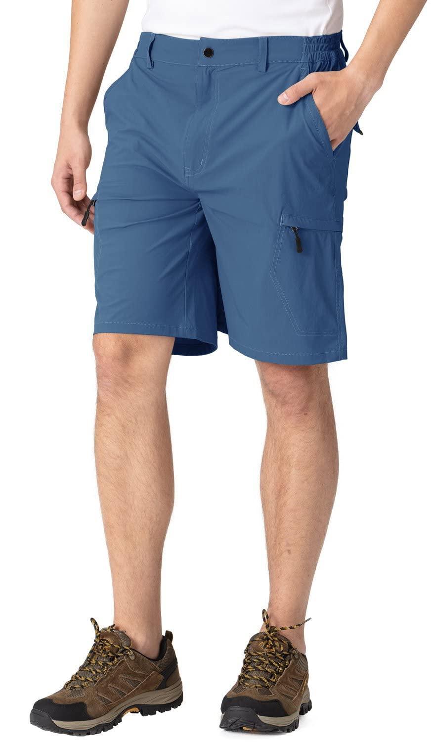 Rdruko Rdruko Men's Hiking Cargo Shorts 9" Quick Dry Lightweight Travel Work Casual Shorts with Zipper Pockets Pockets(Denim Blue, US 40)