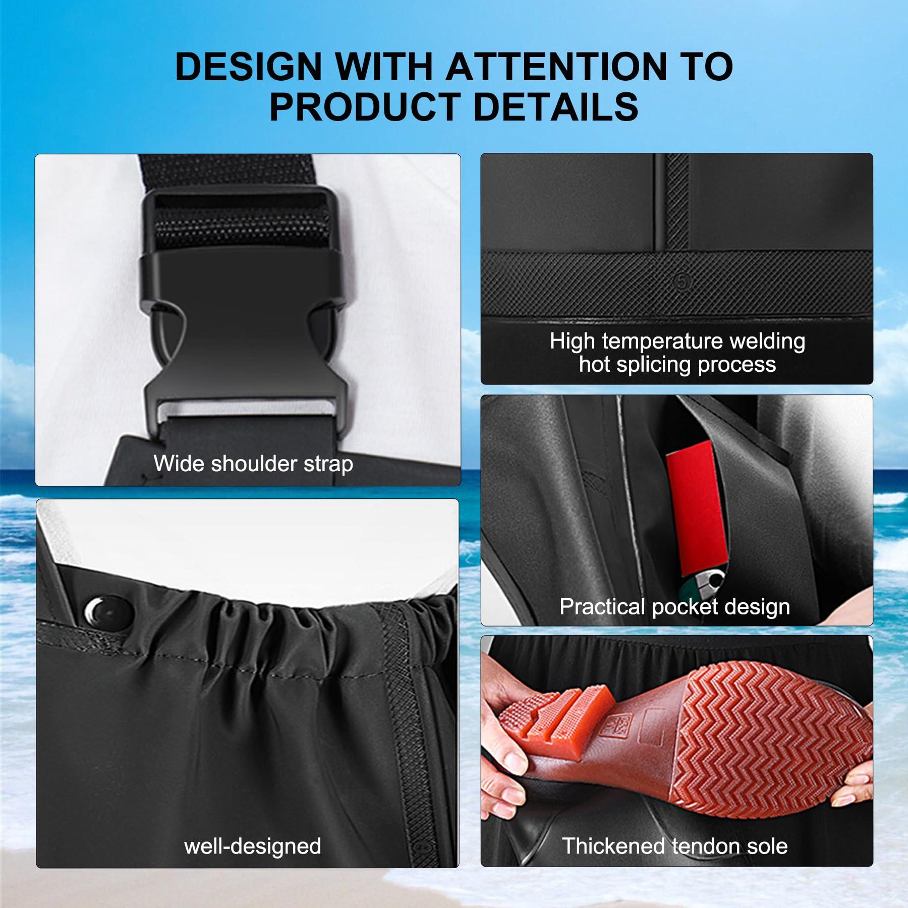 YAOYAO LAND YAOYAO LAND Fishing Waders with Boots for Men Waterproof Wader Pants PVC Waterproof Wader Pants Ideal for Fly Fishing (BLACK, M12)