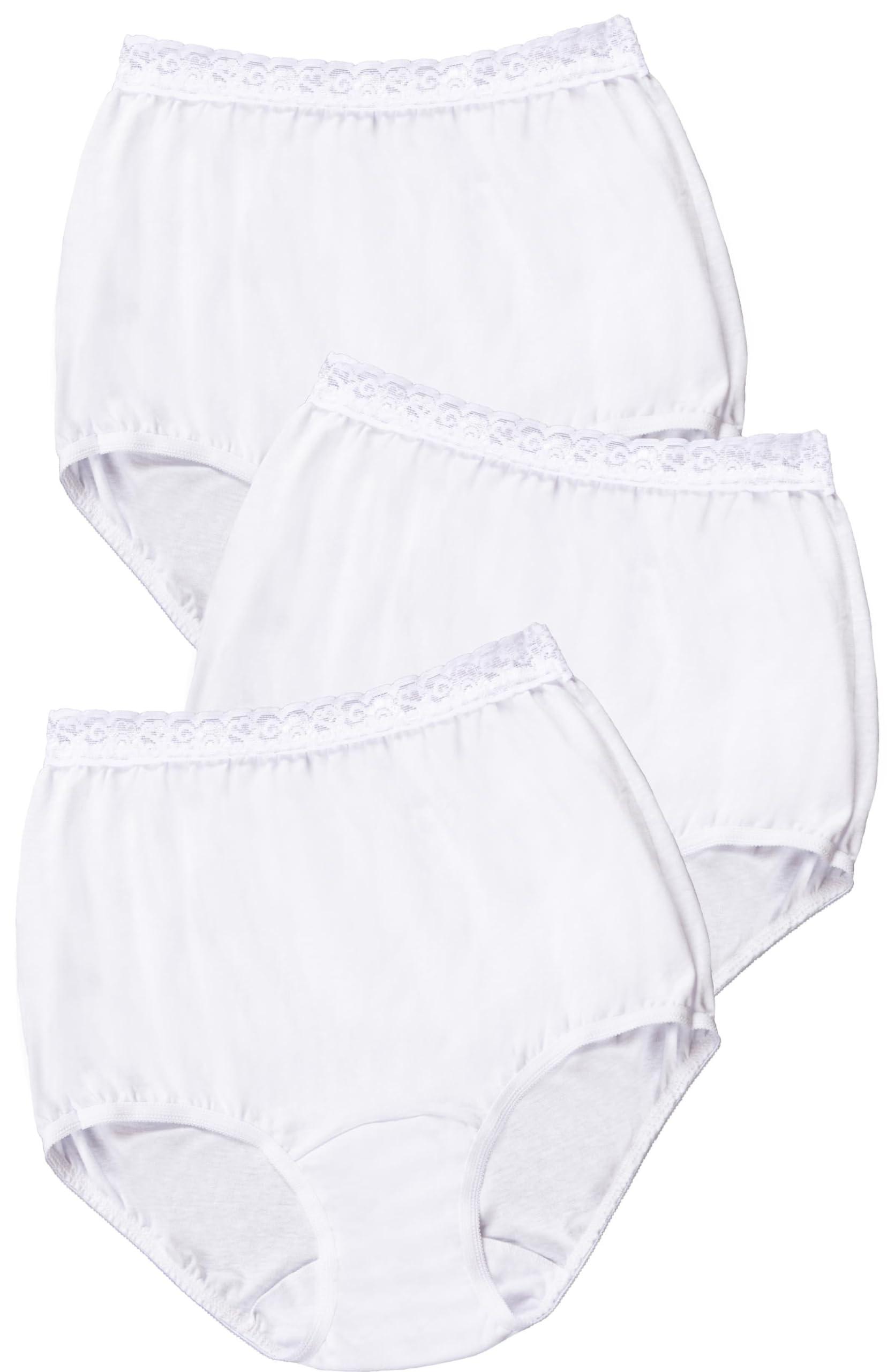 Dixie Belle Dixie Belle Lace Trim Cotton Full Brief Panty 3 Pack (US, Numeric, 11, Regular, Regular, White)