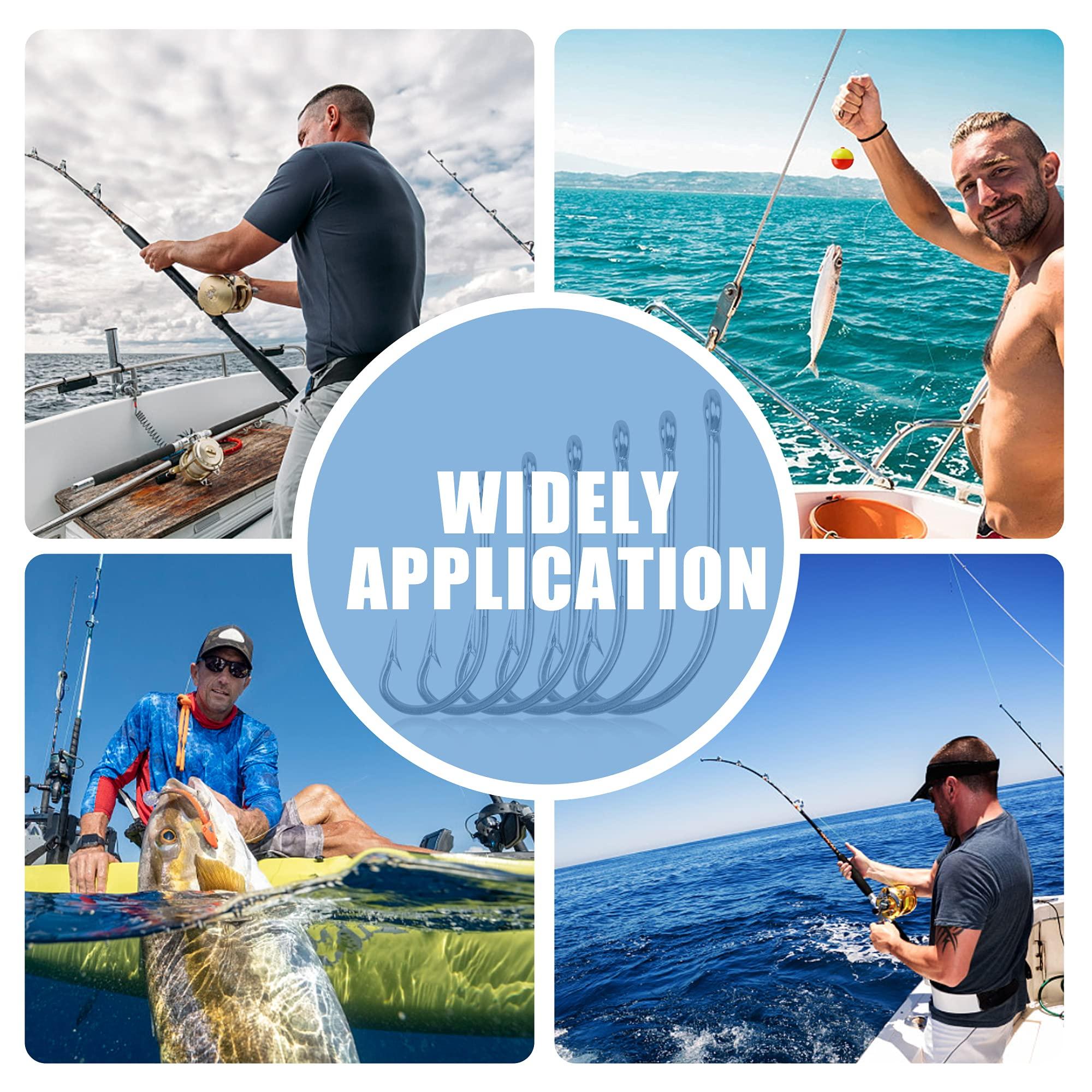 OROOTL Stainless Steel Saltwater Fishing Hooks - 50pcs 34007 O\'shaughnessy Hooks Forged Long Shank J Fishing Hooks Extra Strong Metal Fish Hooks Size 1/0-10/0