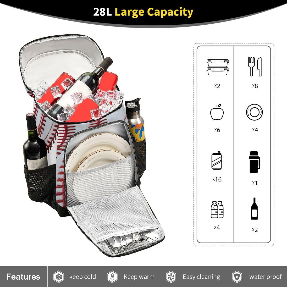 xigua xigua Baseball Stripes Cooler Backpack Leakproof Large Capacity Insulated Backpack Cooler Bag Lunch Bag for Work/Hiking/Camping/Beach/Fishing153