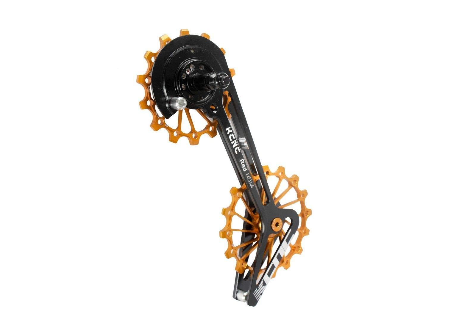 KCNC KCNC Road Cyclocross Gravel Bicycle Bike Rear Derailleur Oversized Pulley Wheel System Cage OSPW for Sram Red/Force 10 11 Speed use(Gold)