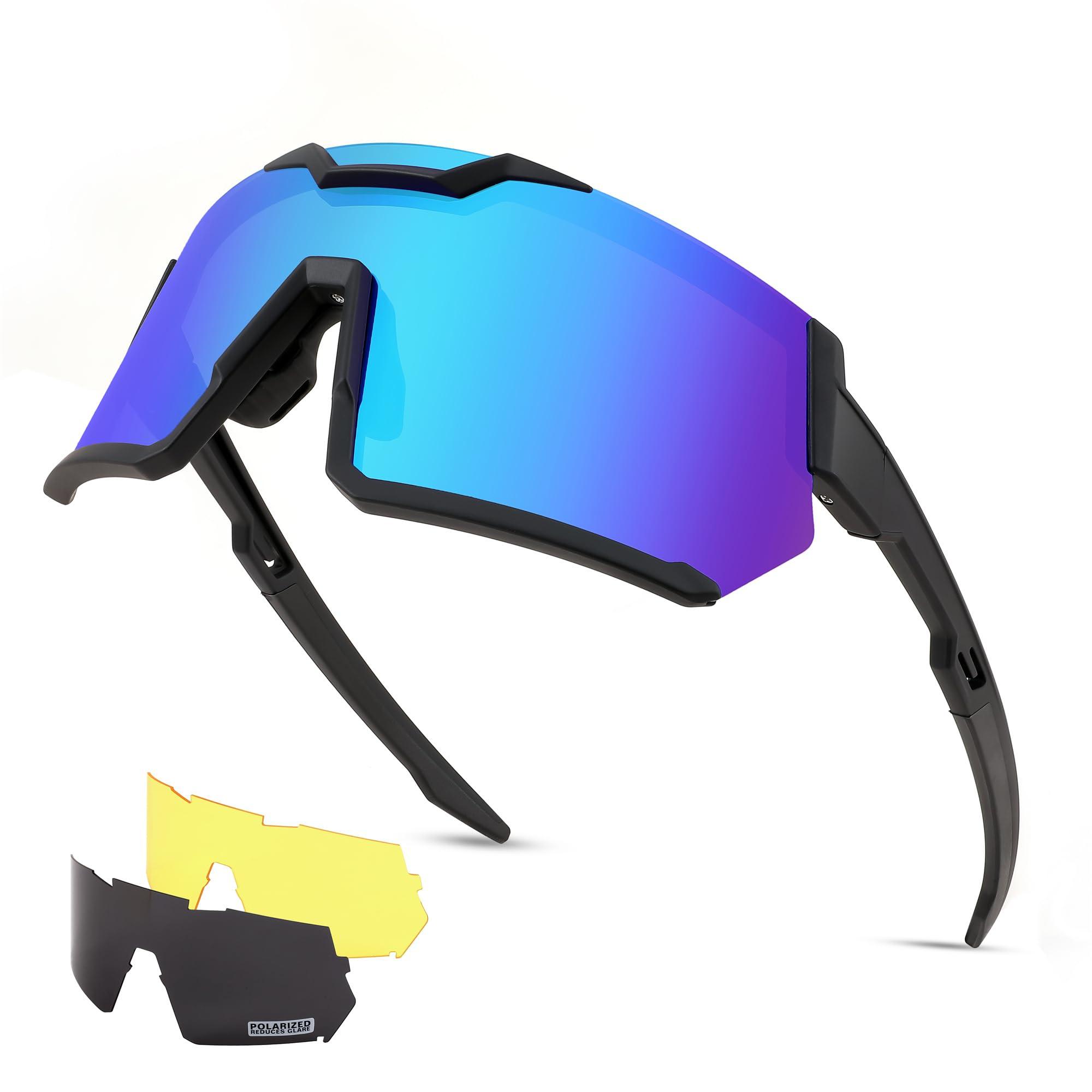 FEISEDY FEISEDY Men Women Cycling Sunglasses, with 3 Interchangeable Lenses, TR90 Sports Glasses Baseball for Youth Teens B4138