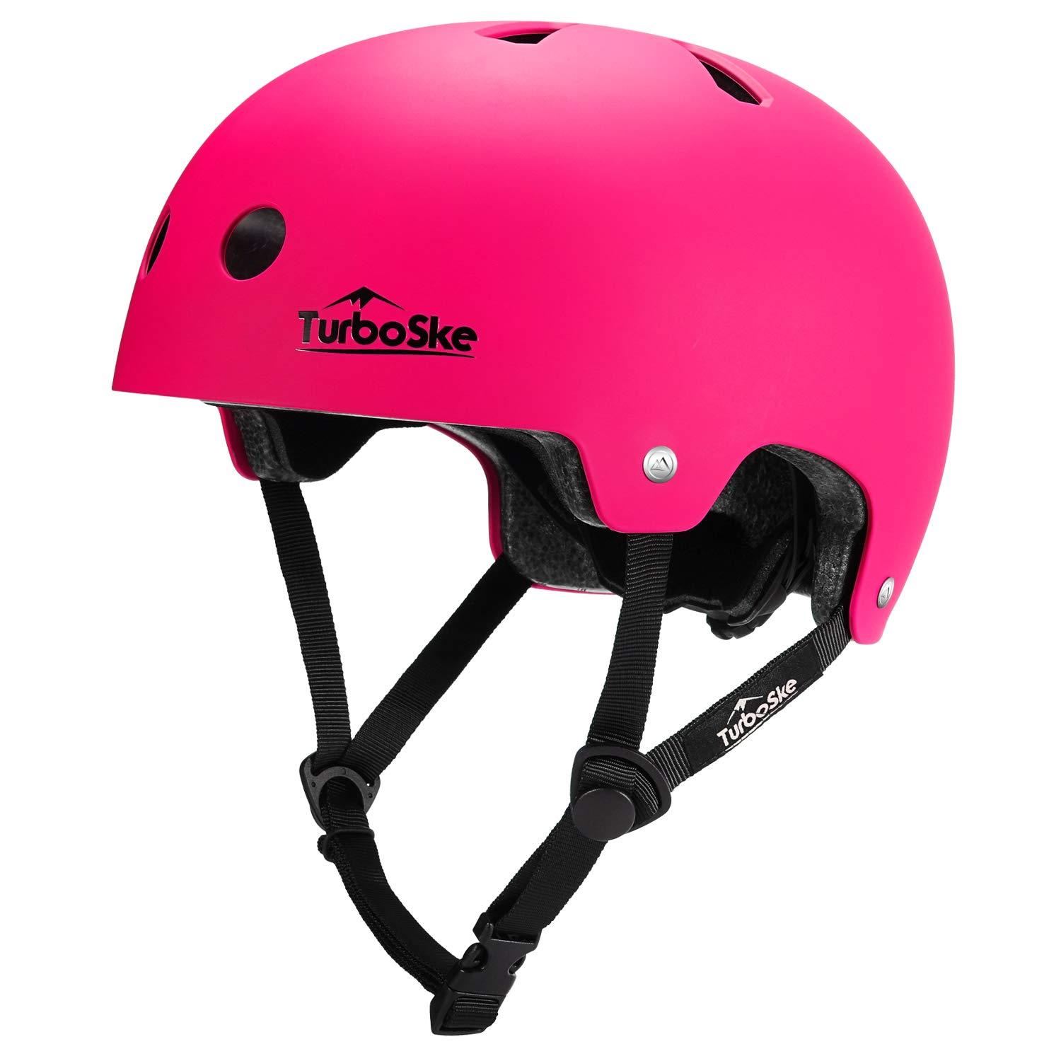 TurboSke TurboSke Skateboard Helmet, BMX Helmet, Multi-Sport Helmet, Bike Helmet for Kids, Youth, Men, Women (Pink, L/XL (22.8\"-24\"))