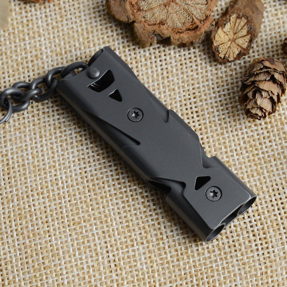 binboll binboll Whistle Emergency Whistles Keychain Rape Whistle Stainless Steel High Decibel Whistles (Double tubles Whistle -Gun 2pcs)