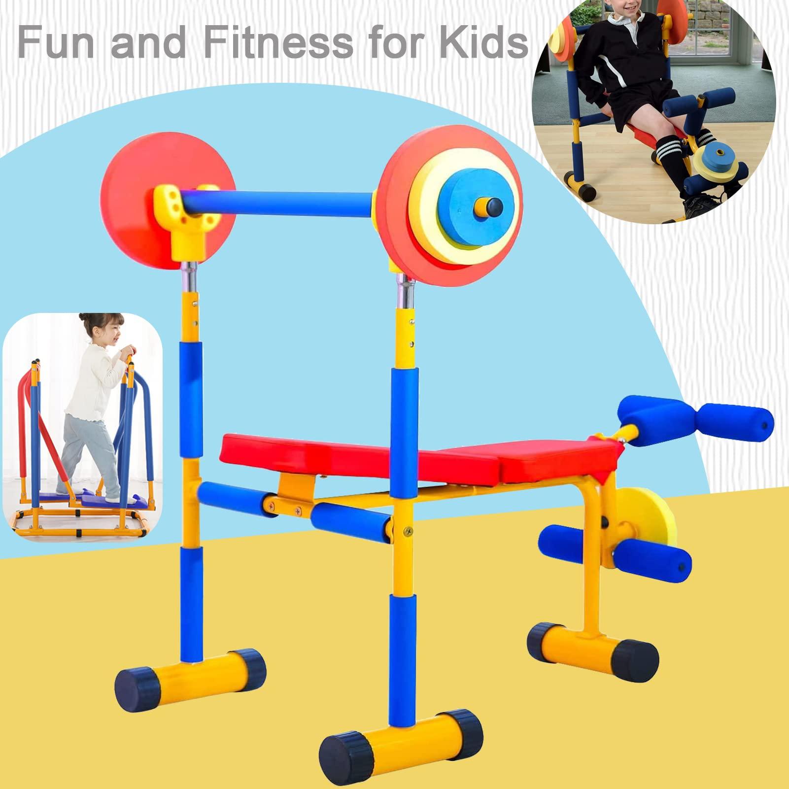 QBDGXFC Kids Fitness Equipment Adjustable Workout Weight Bench Set Kids Barbell Dumbbell Weight Set for Beginner Exercise, Boys and Girls