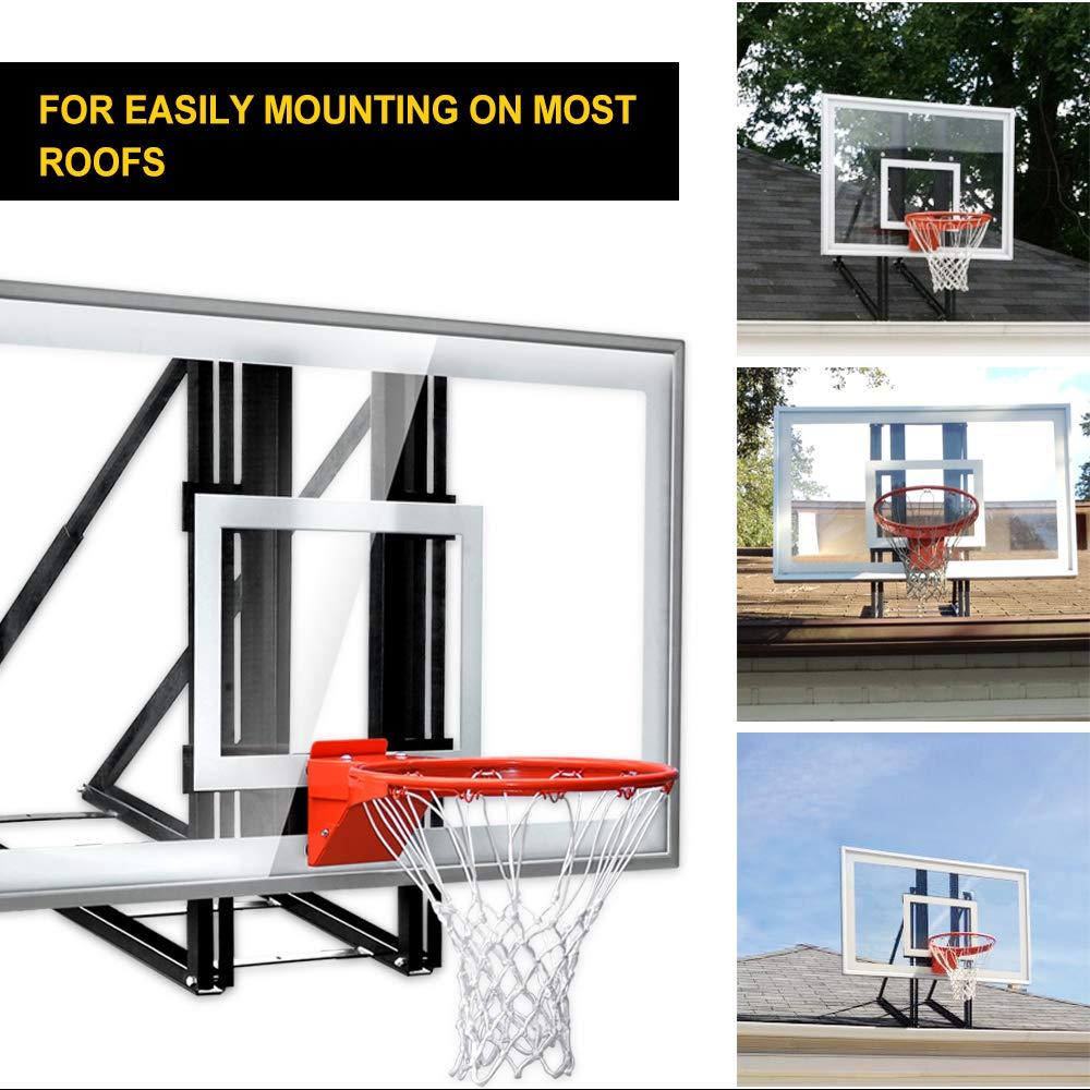 ProSlam ProSlam Complete Garage Upper Roof Mounted Basketball Hoop System, 60 inch Clear Backboard,Durable Steel Bracket and Heavy Duty Breakaway Rim Combo Fit Most Slanting Roofs