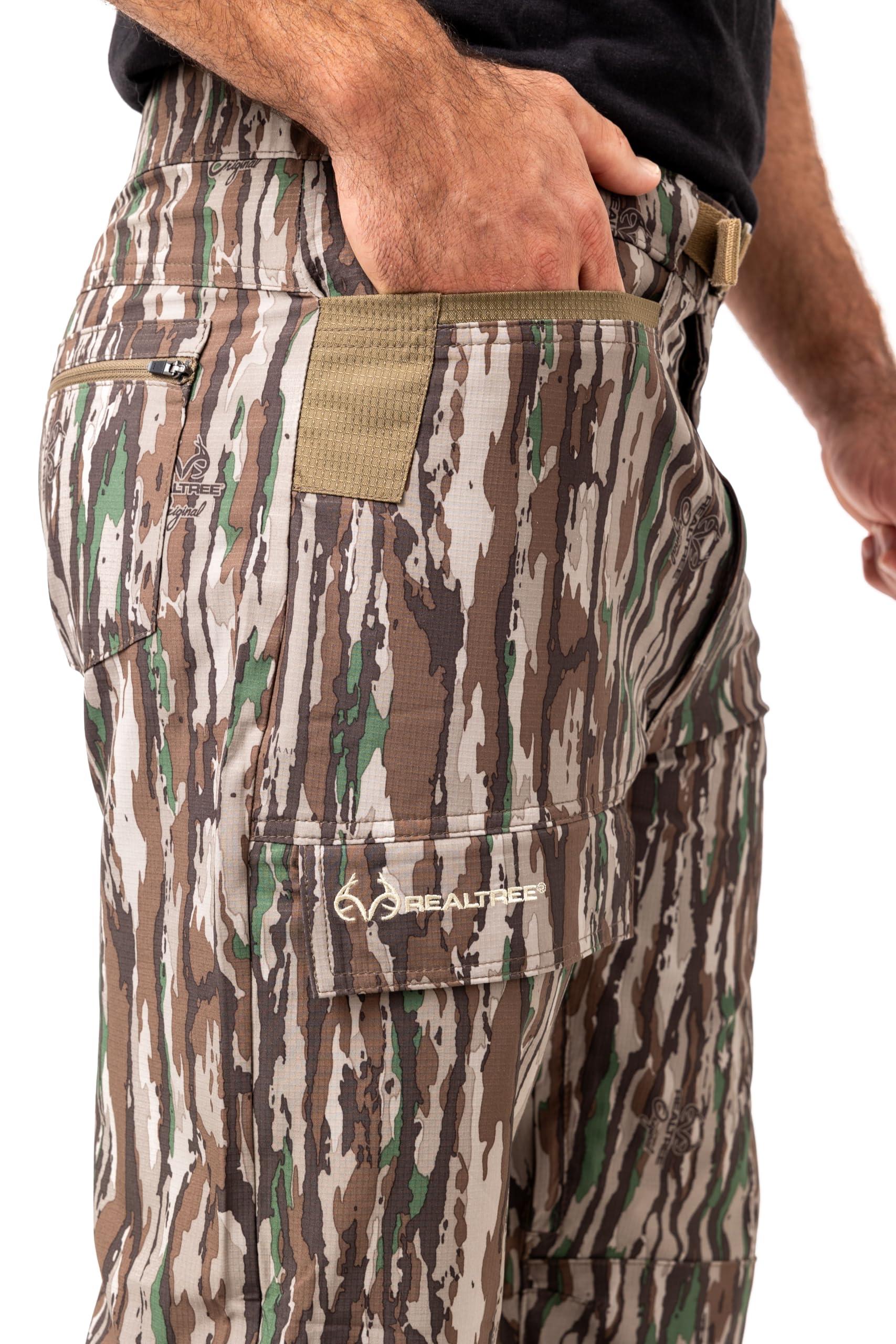 Realtree Realtree Men's 5-Pocket Camo Hunting Pant - Durable Pants with Reinforced Knees, Water-Resistant, Breathable Ripstop Fabric (US, Alpha, Large, Regular, Regular, Original Camo)