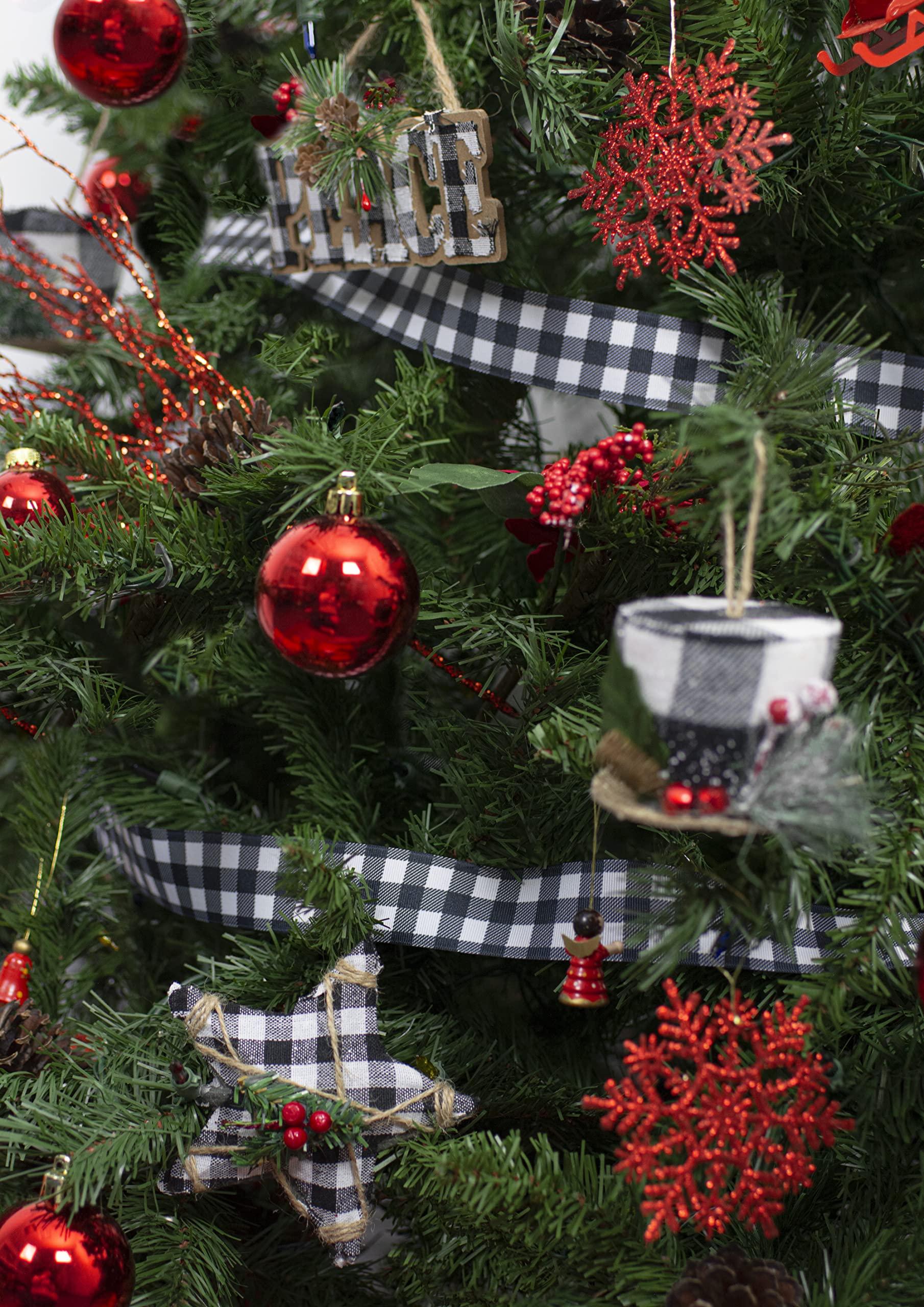 Country Brook Design Country Brook Design - Black & White Buffalo Plaid Polyester Webbing (1 Inch, 20 Yards)