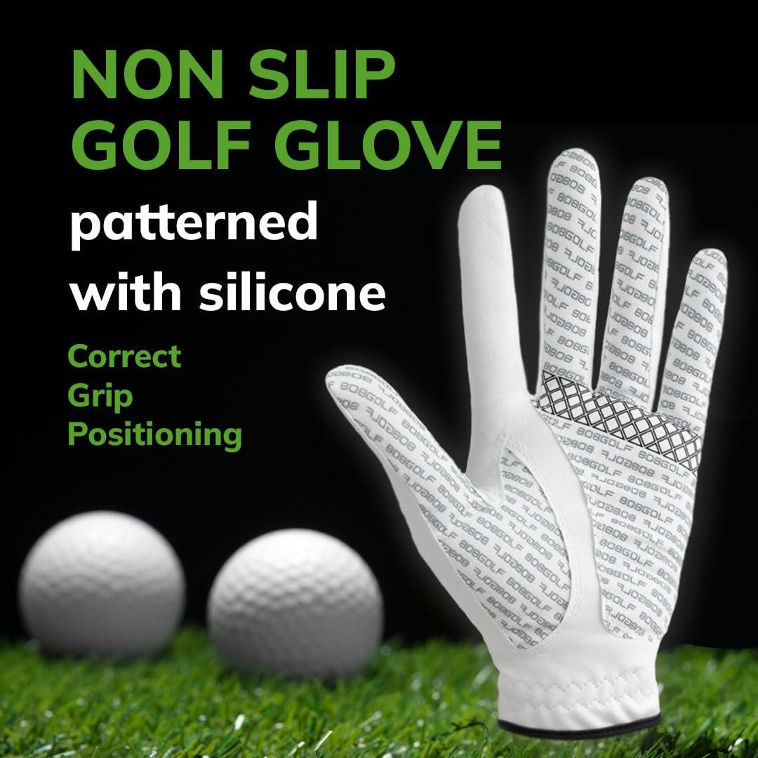 &0&GOLF Golf Glove Non-Slip Microfiber Silicone Grip Correct Hand Positioning