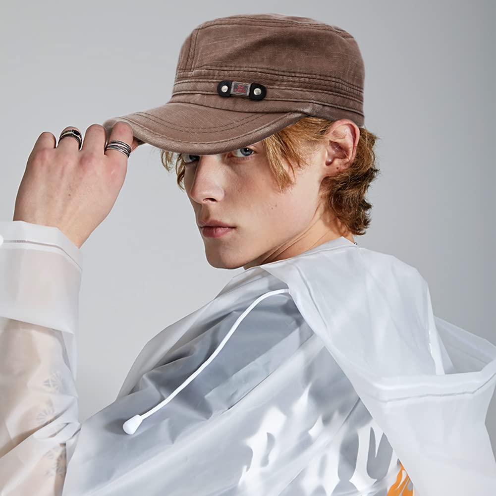 YeeHeen YeeHeen Unisex Cadet Army Cap Adjustable Flat Top Cap Washed Cotton Military Hat Baseball Cap Brown