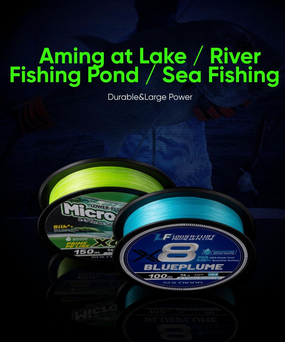 Soloking SOLOKING X8 Braided Fishing Line 109/165Yards Freshwater Saltwater PE Line for Fishing 12LB-40LB Super Smooth Multifilamemement (Green-150m/164Yards, 3.0# 40LB 0.285mm)