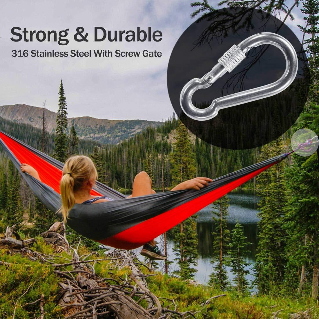 PROND PROND Locking Carabiners, Heavy Duty Carabiner, 316 Stainless Steel Screw Lock Carabiner Hooks (Black - 1PCS)