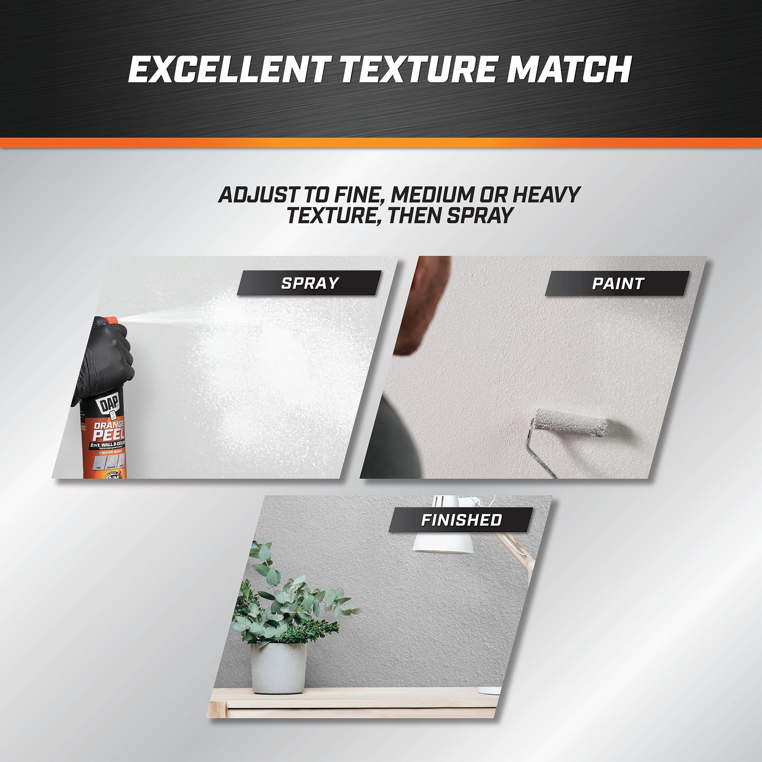 DAP DAP Spray Texture Orange Peel Water Based 2n1 Wall & Ceiling Texture Spray with Aim Tech Nozzle, White, 25 Oz (7079850005)