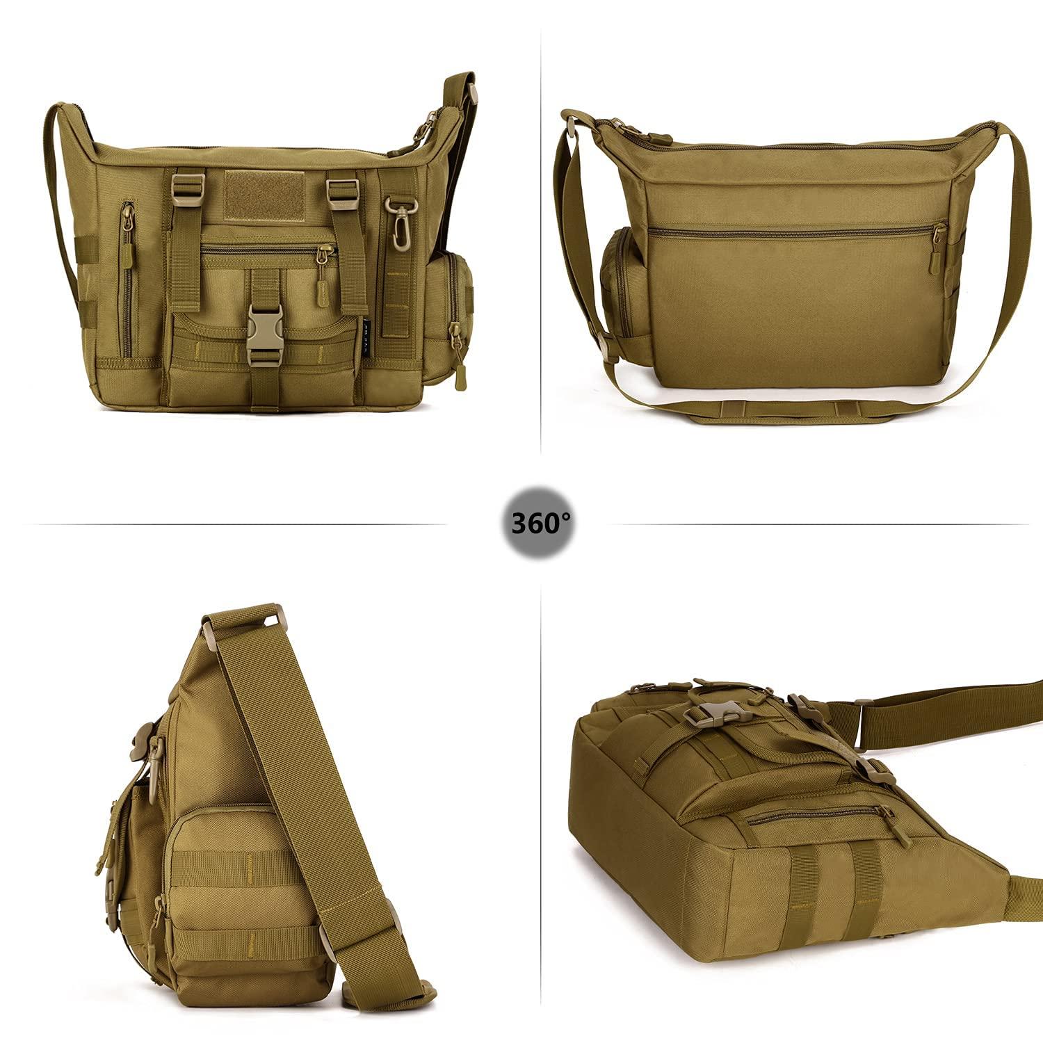 SunForMorning SunForMorning Tactical Messenger Bag Military Molle Briefcase Crossbody Shoulder Bags for Working Cycling Hunting Camping, Black Camo