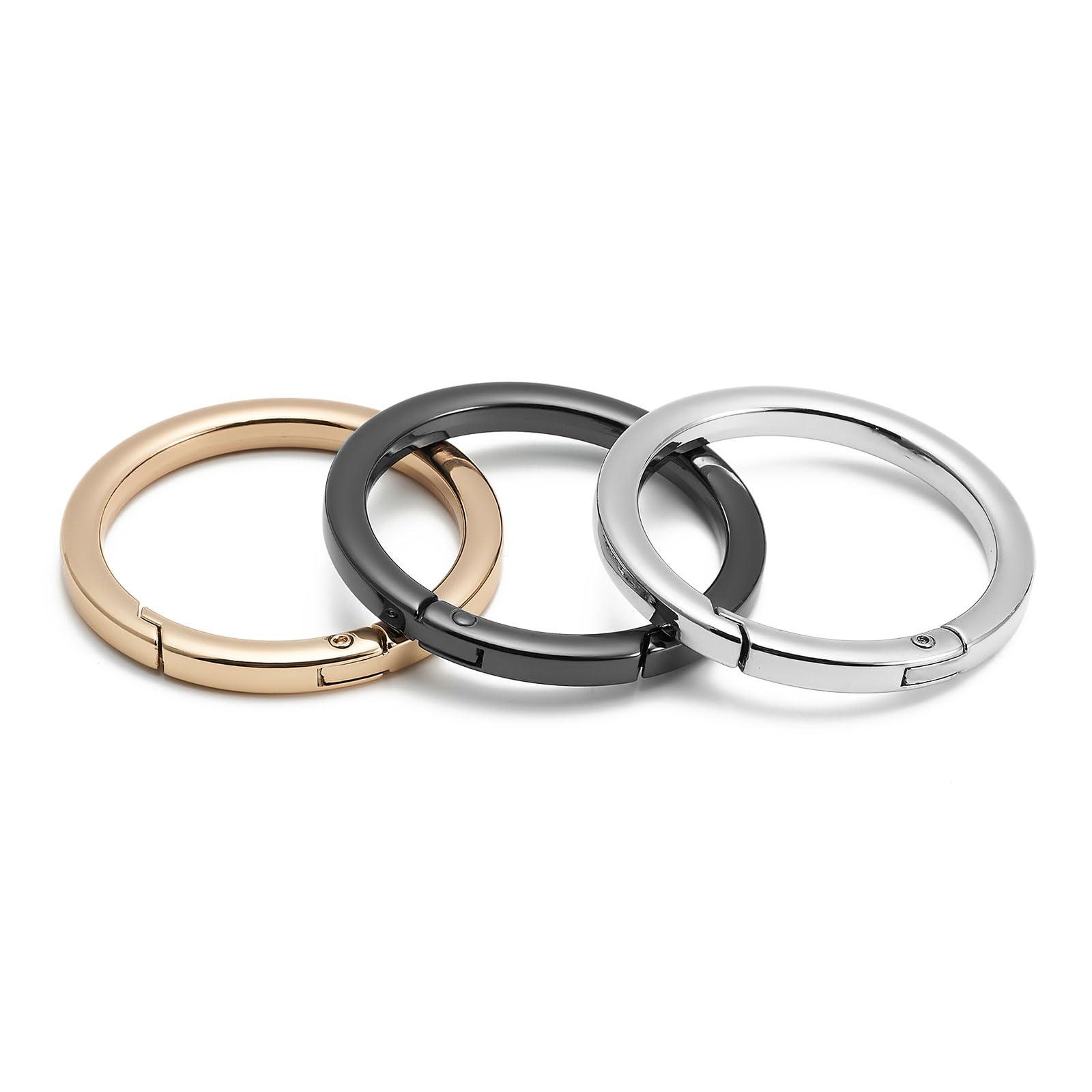 DEVPSISR DEVPSISR 4pcs Flat Trigger Spring O Rings,Metal Keychain Ring Round Carabiner Clips for Keyrings Buckle, Bags,Purses,Purses (Gold,1 inch)